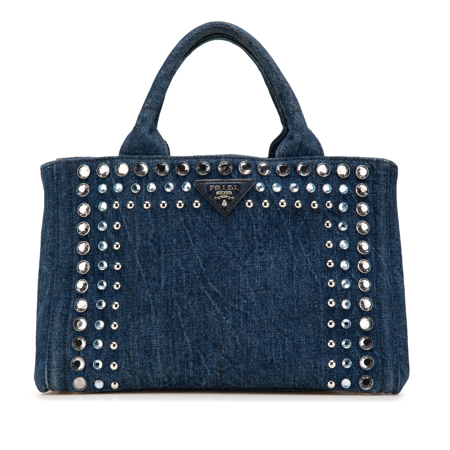 Prada Canapa Bijoux Satchel Denim Small Satchel Bag