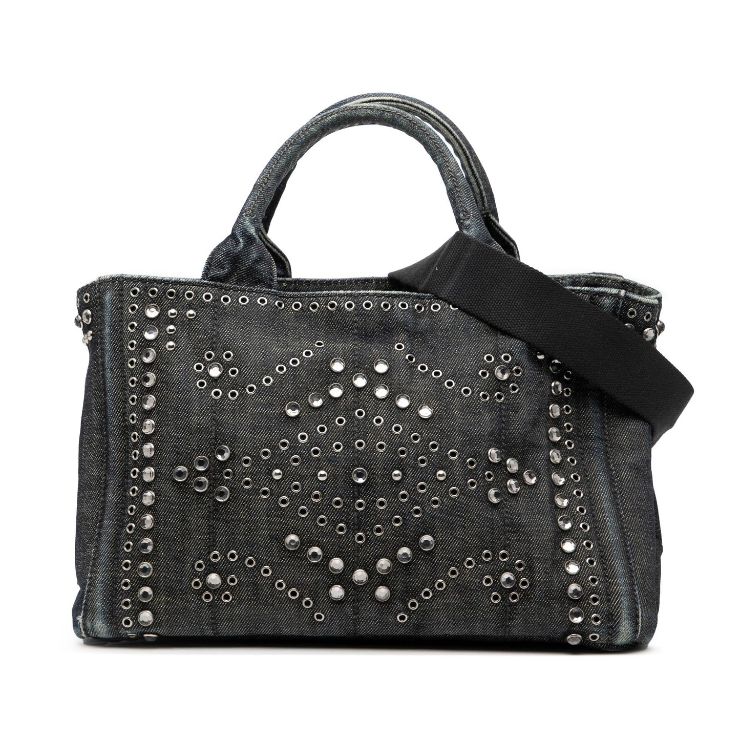 Prada Canapa Bijoux And Grommet Satchel Denim Small Satchel Bag