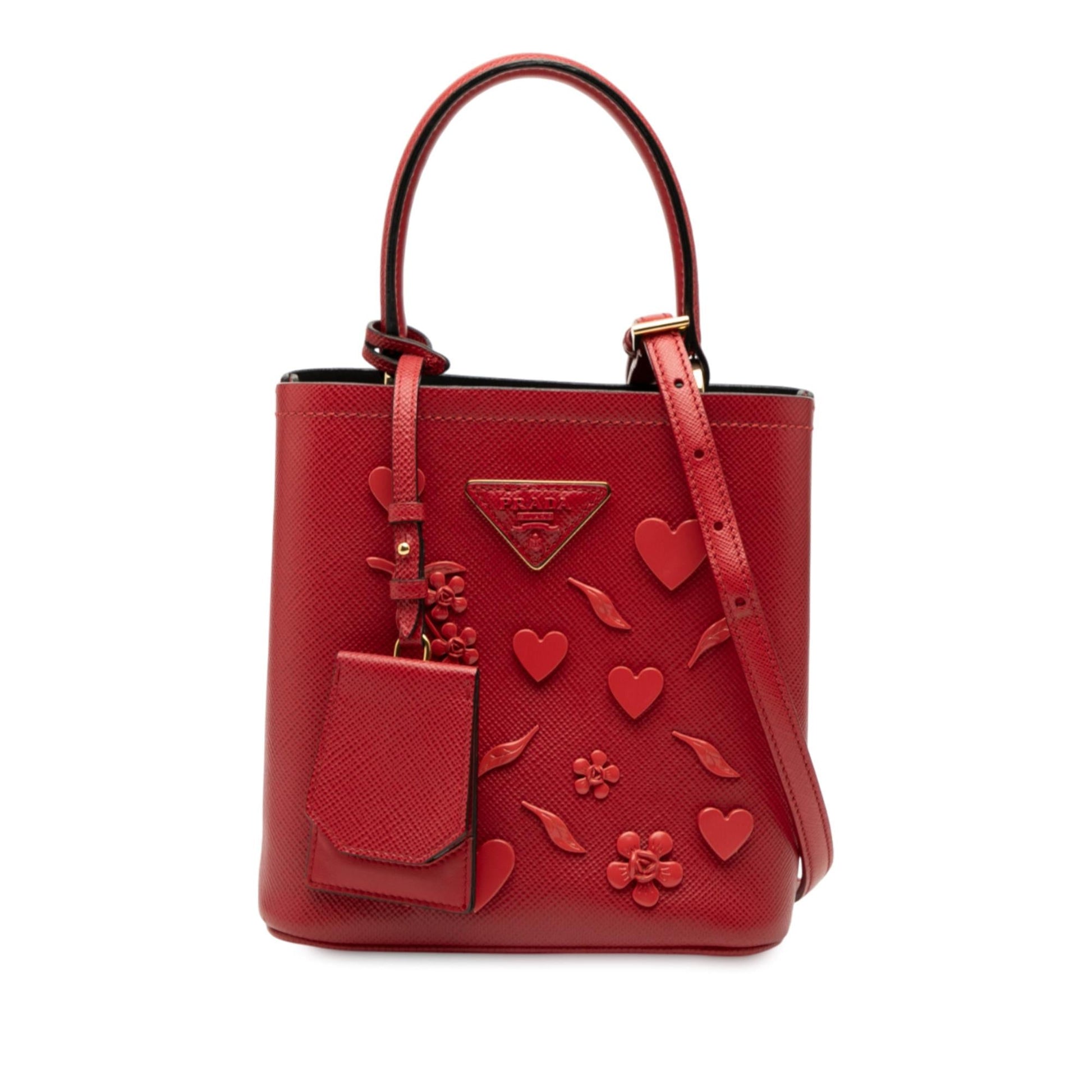 Prada Embellished Cuir Panier Satchel Saffiano Small Satchel Bag