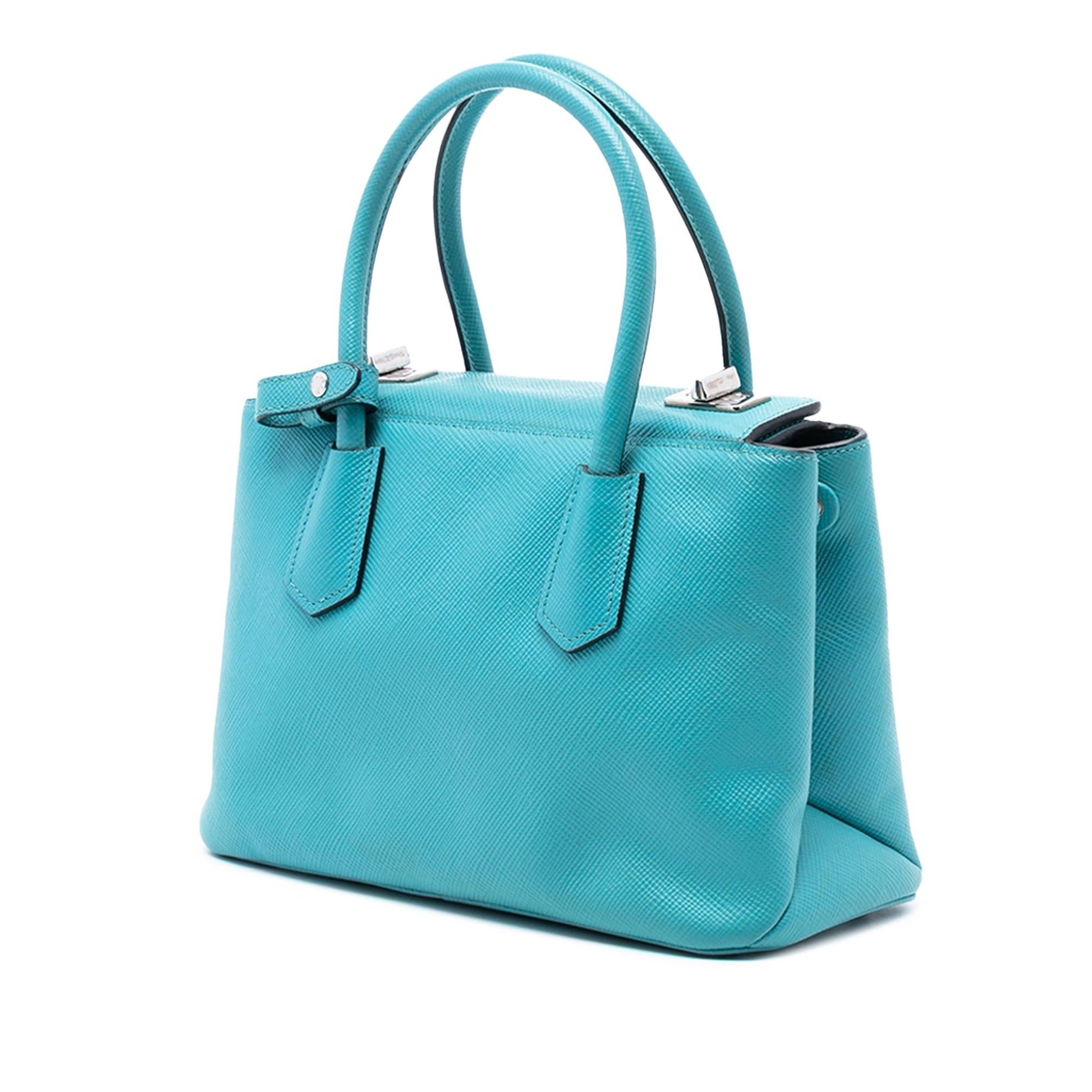 Prada Cuir Turnlock Twin Satchel Saffiano Small Satchel Bag