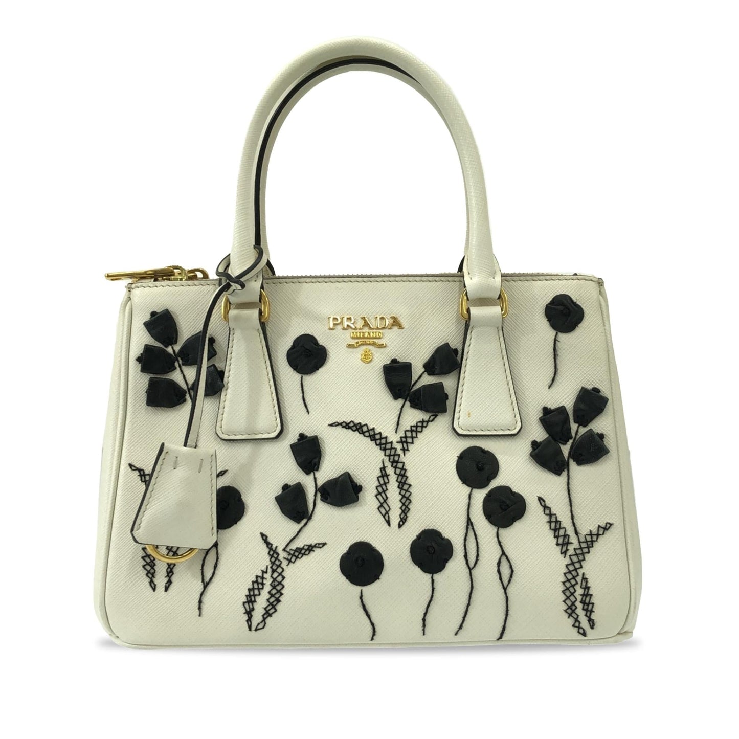 Prada Galleria Floral Double Shg D58Tor Satchel Bag Saffiano Small Zip