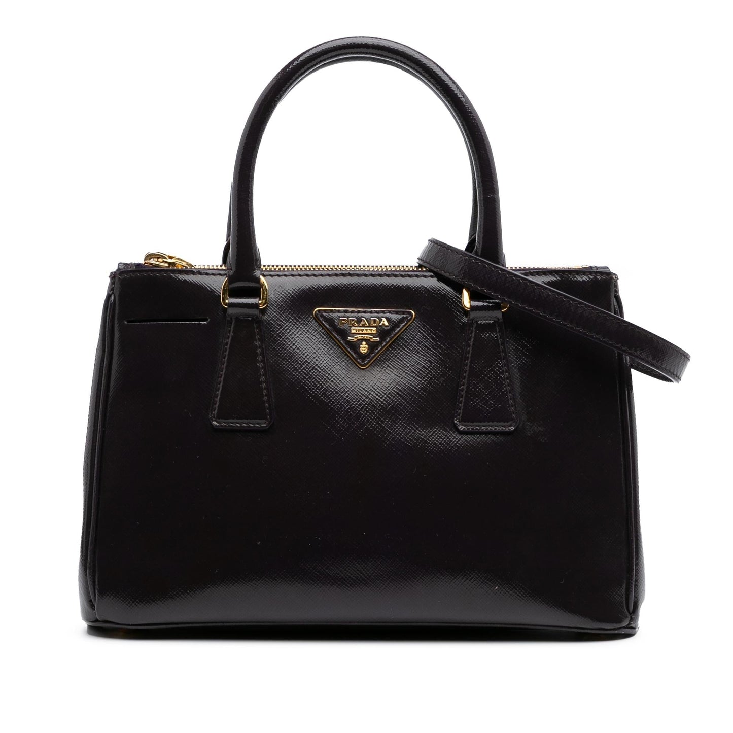 Prada Vernice Galleria Double Satchel Saffiano Small Zip Satchel Bag