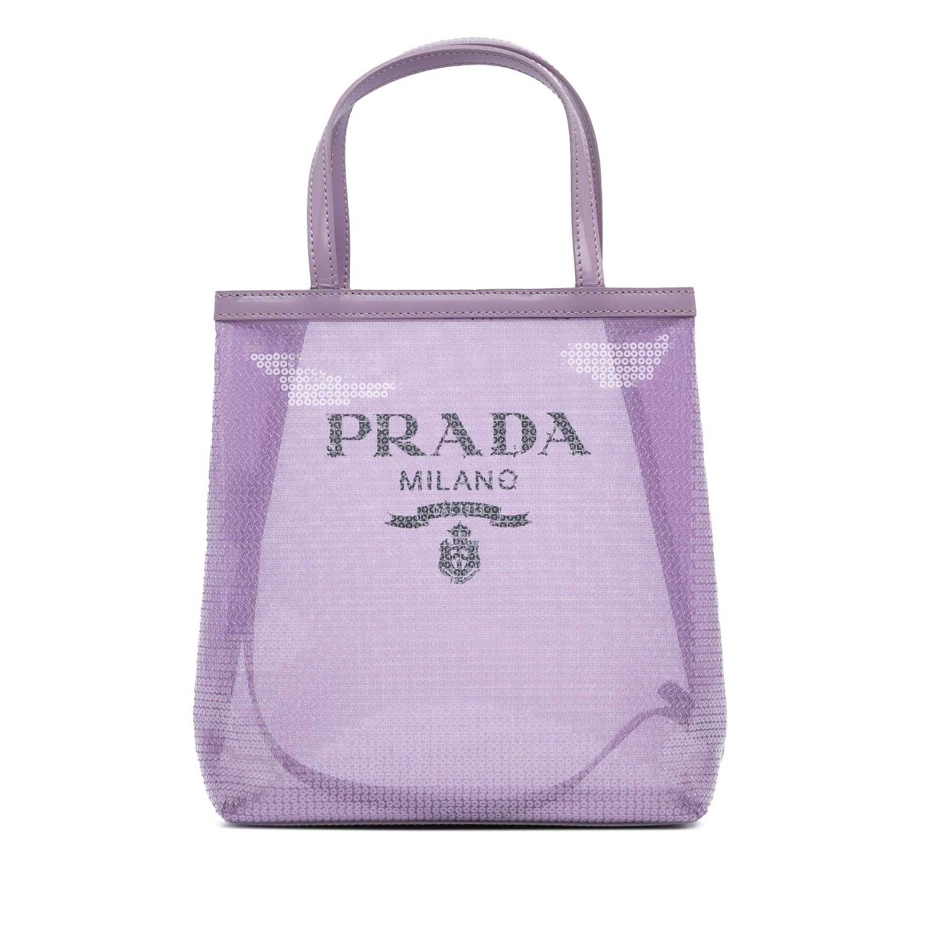 Prada Sequined Mesh Tote Small Logo Tote Bag Logo Tote 1