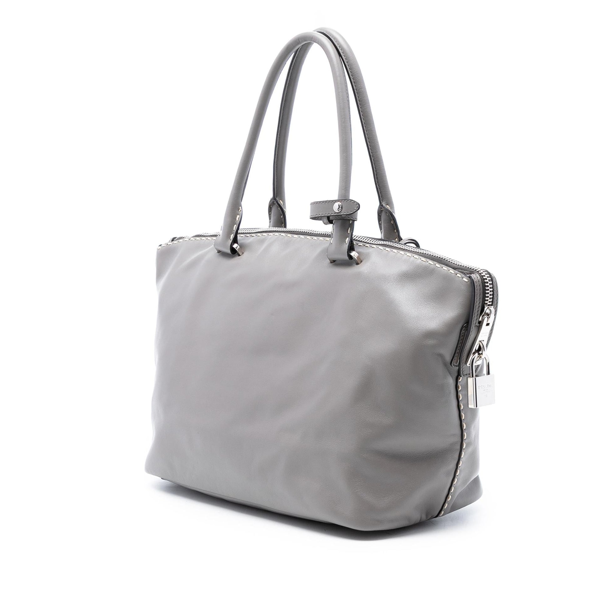 Prada Smooth Calfskin Hand Stitched Double Handle Satchel Satchel Bag