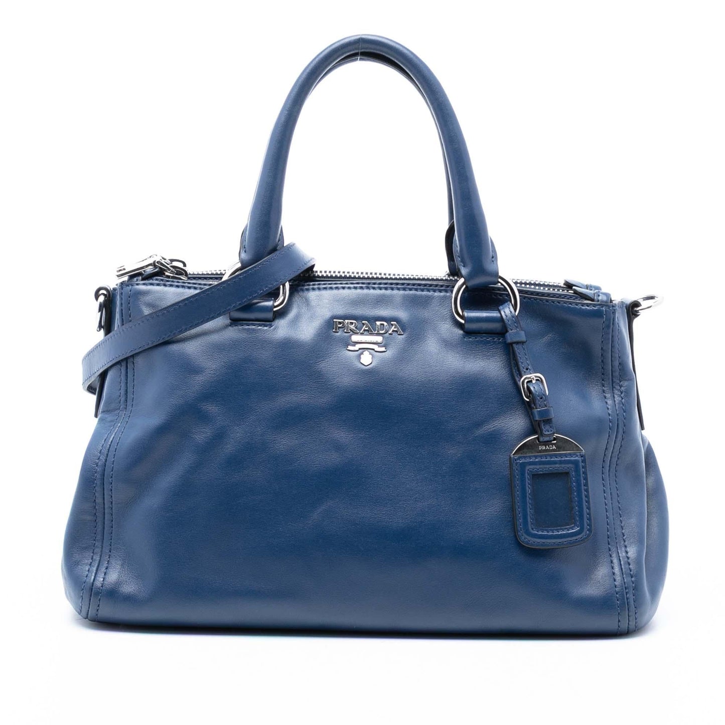 Prada Soft Calf Double Satchel Zip Satchel Bag
