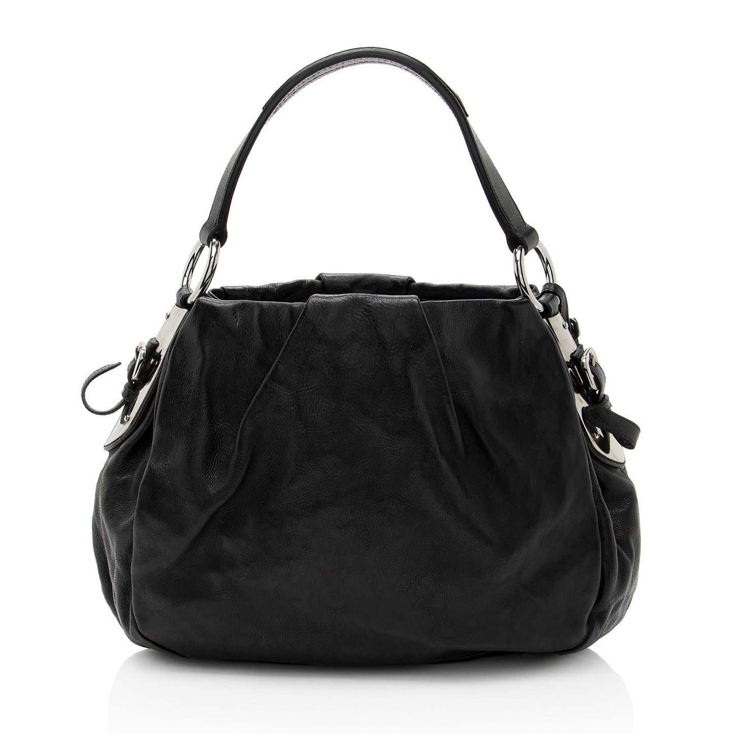 Prada Soft Calf Pleated Hobo Shoulder Bag
