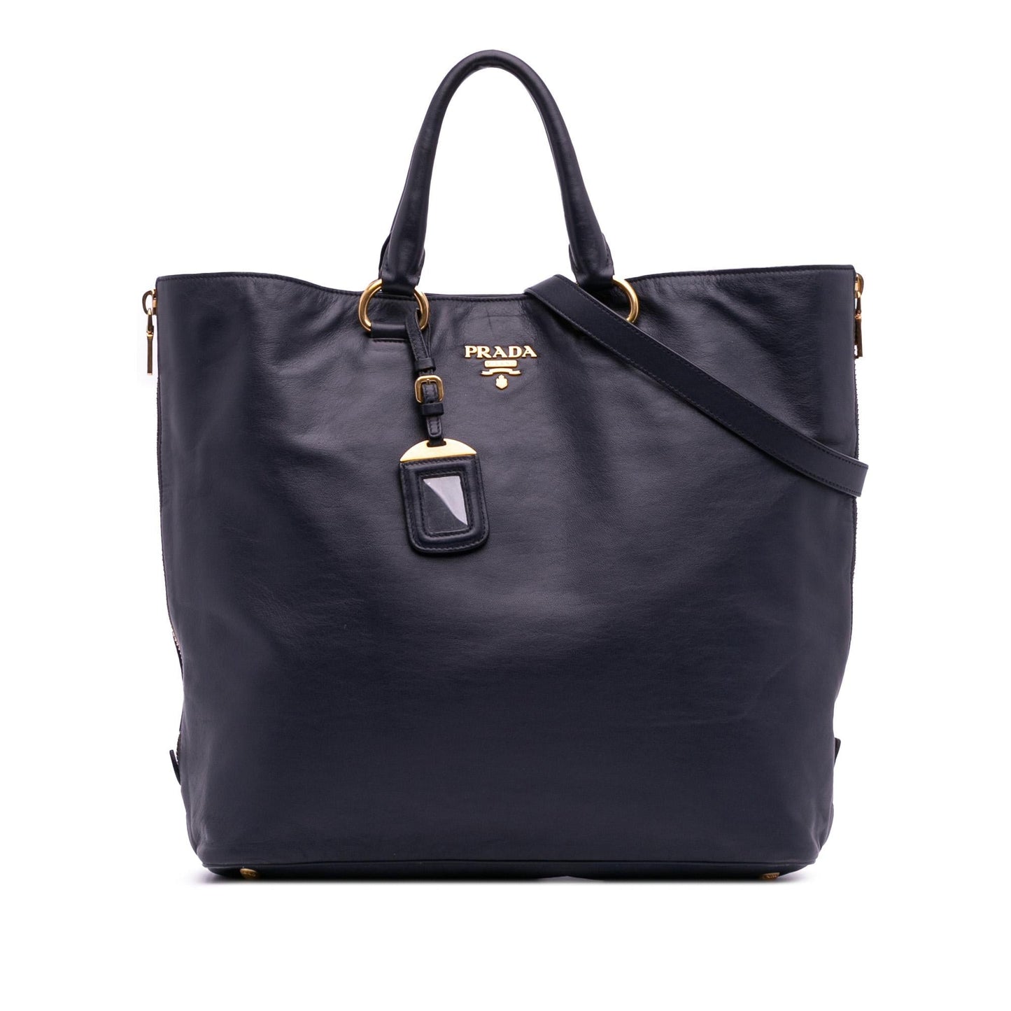 Prada Soft Calf Side Convertible Tote Zip Tote Bag