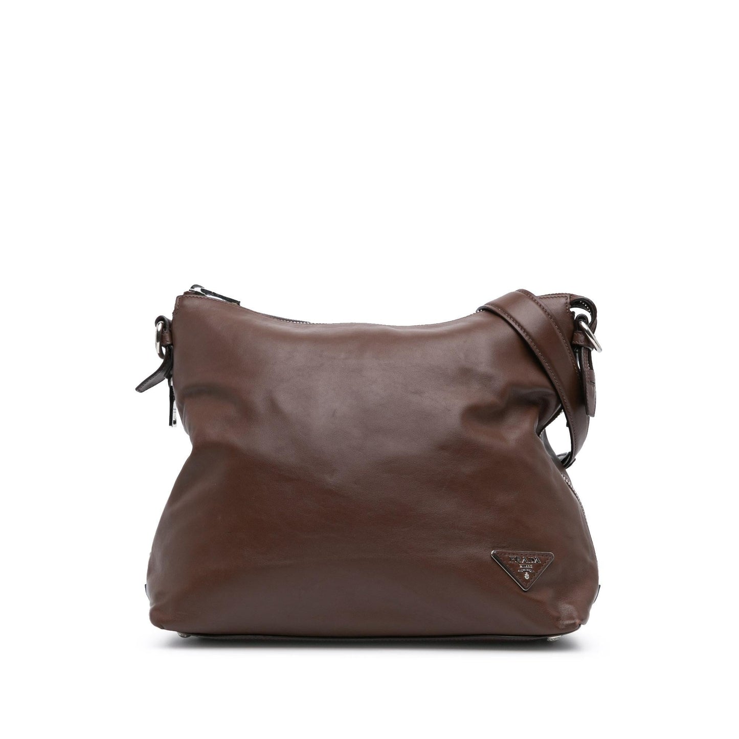 Prada Soft Calf Side Hobo Zip Shoulder Bag