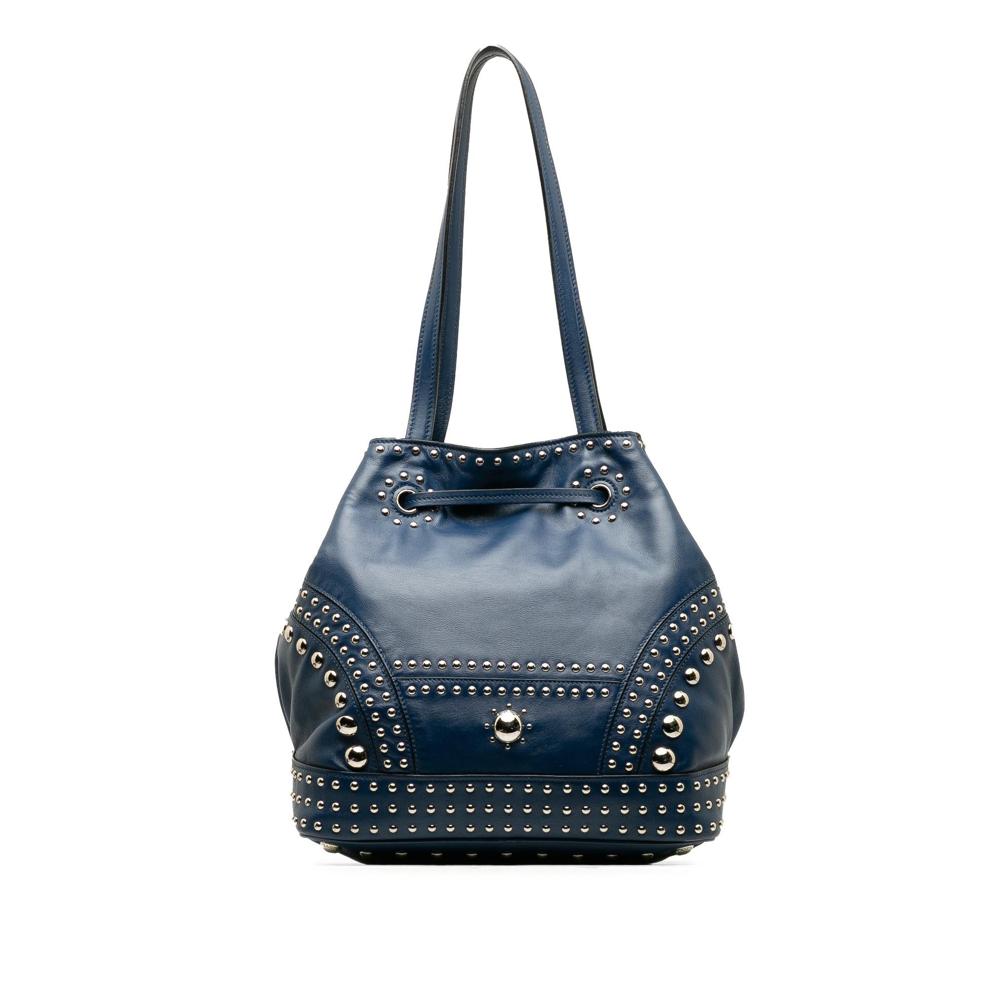 Prada Soft Calf Studded Bag Shg 381Kw2 Bucket Shoulder Bag