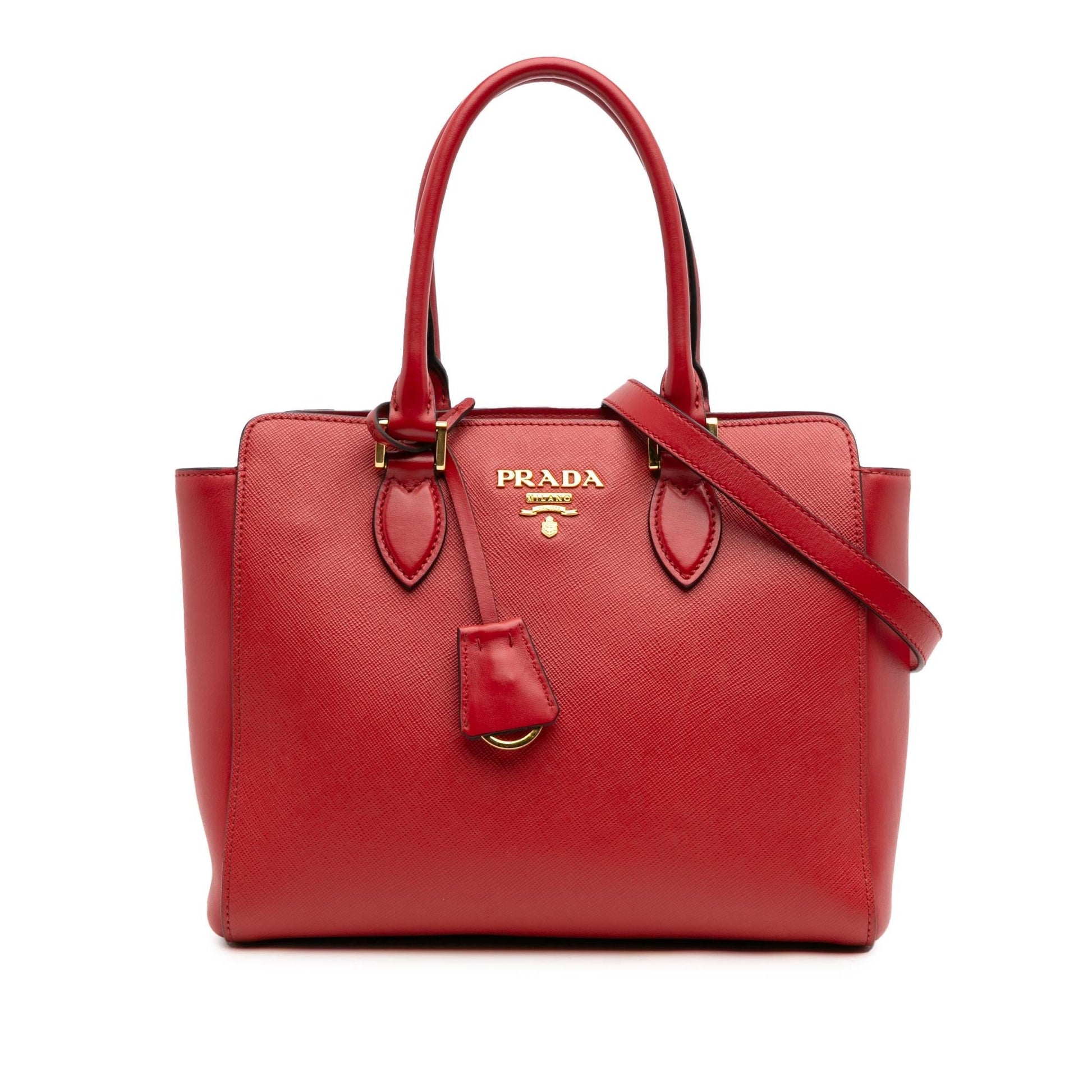 Prada Soft Calf Trimmed Lux Open Convertible Tote Saffiano Tote Bag