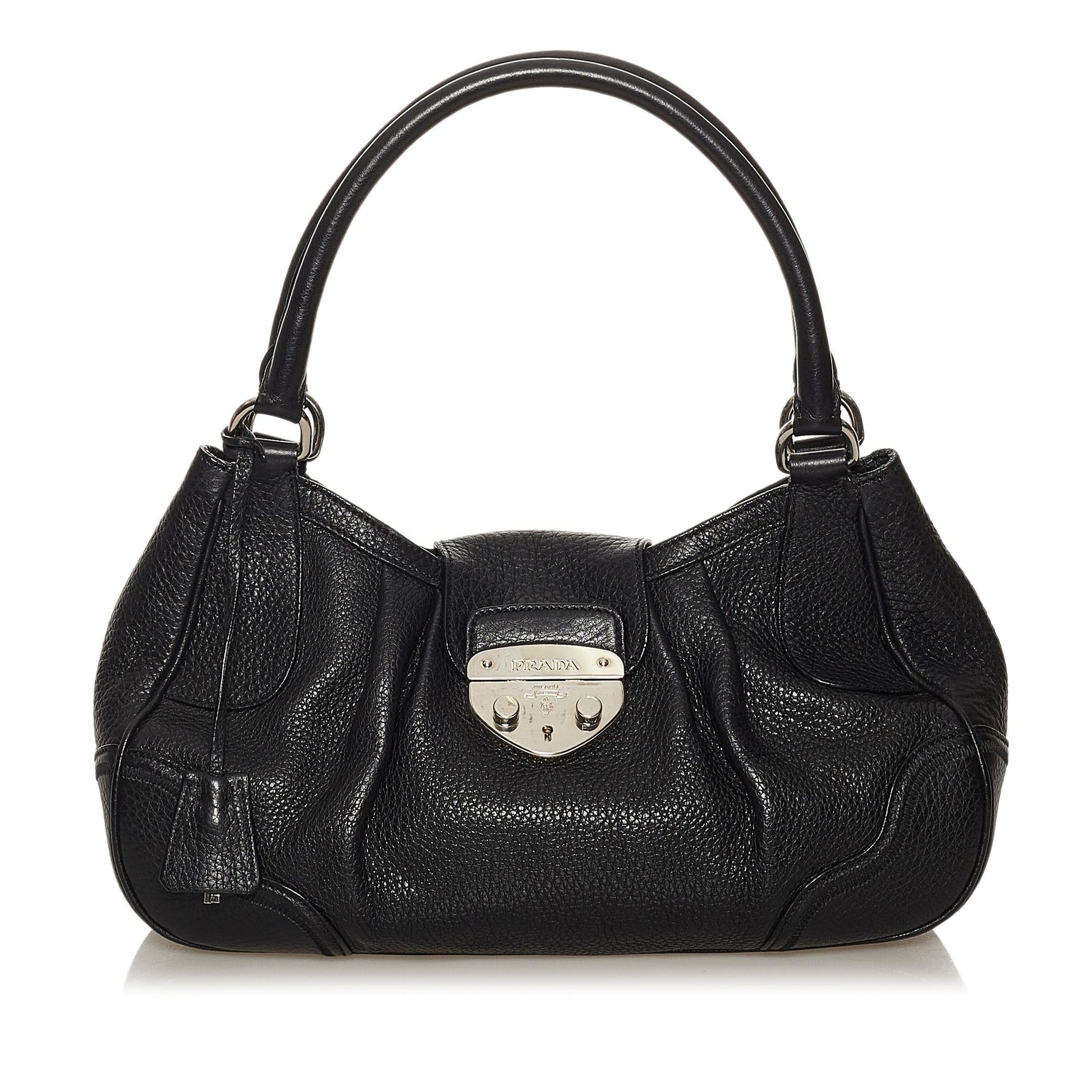 Prada Sound Lock Handbag Shg Leather Satchel Bag