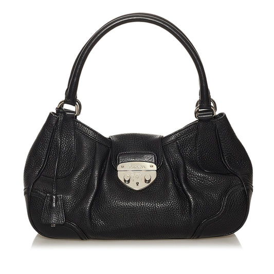Prada Sound Lock Handbag Shg Leather Satchel Bag