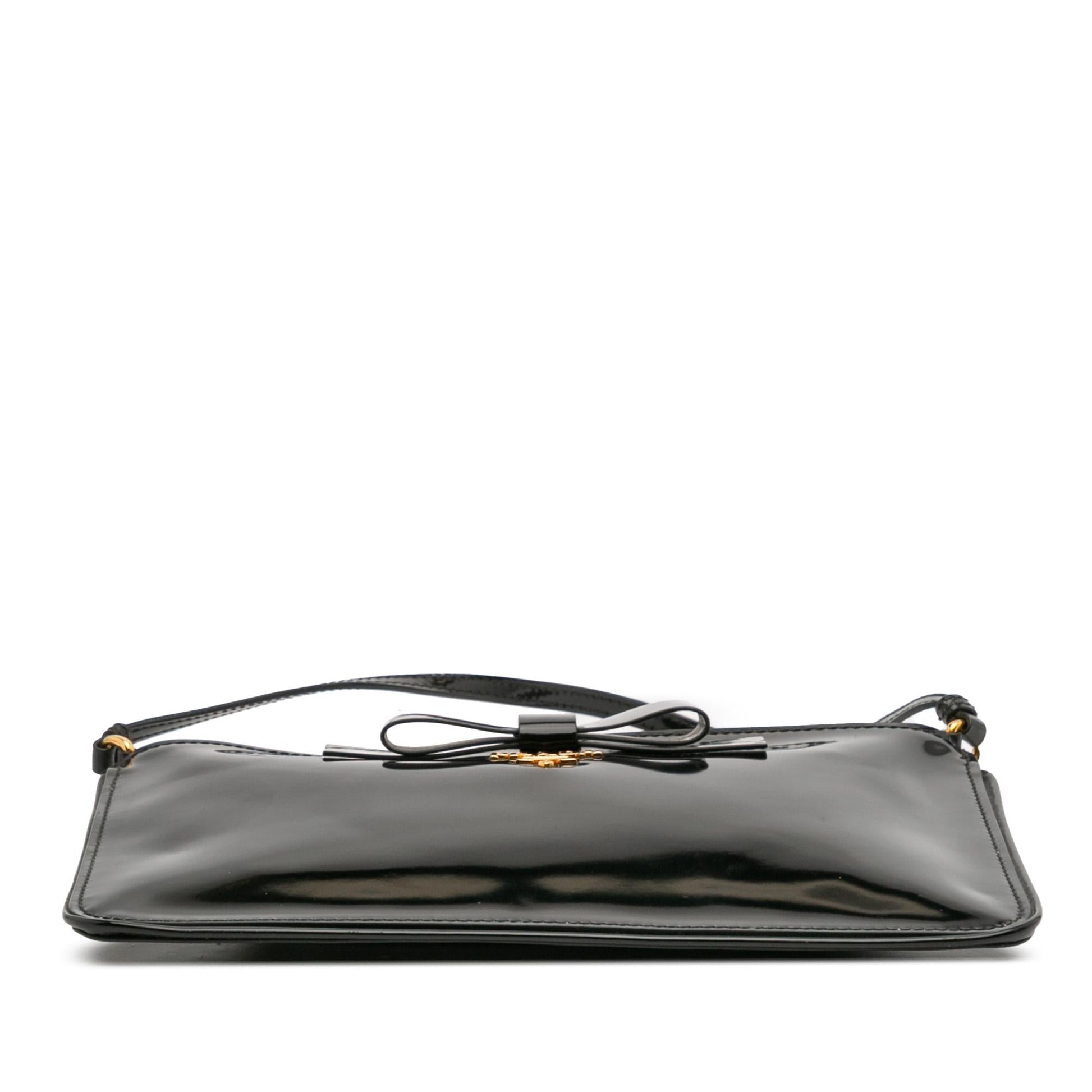 Prada Spazzolato Bow Pochette Shoulder Bag