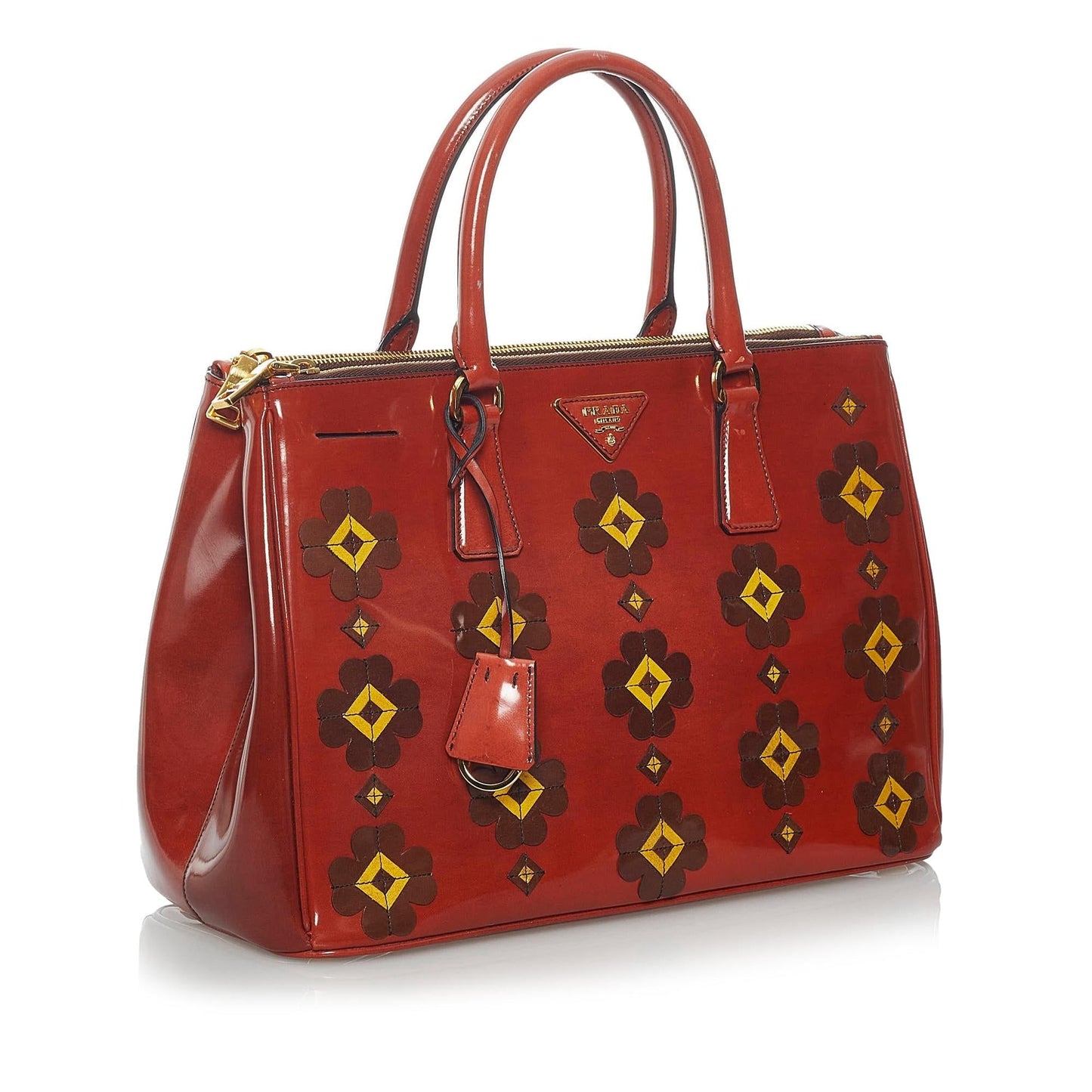 Prada Spazzolato Flowers Galleria Shg Satchel Bag