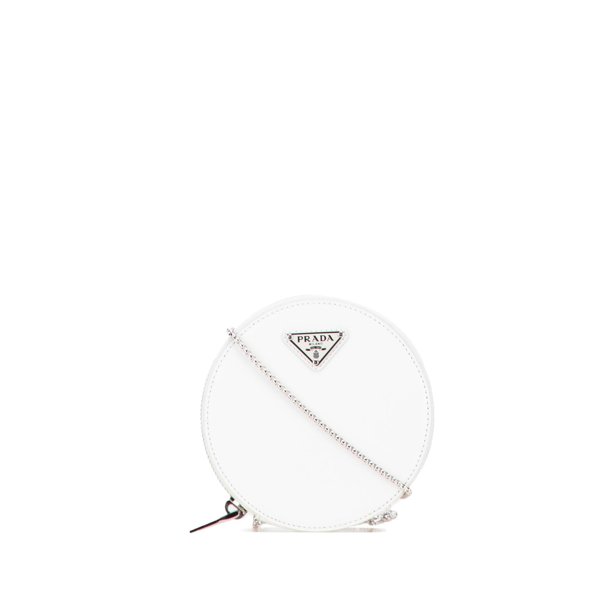 Prada Spazzolato Round Coin Crossbody Chain Crossbody Bag