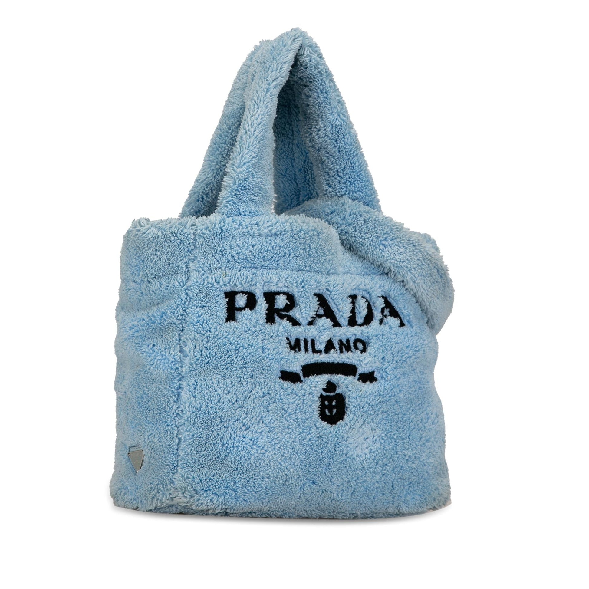 Prada Spugna Terrycloth Tote Logo Tote Bag