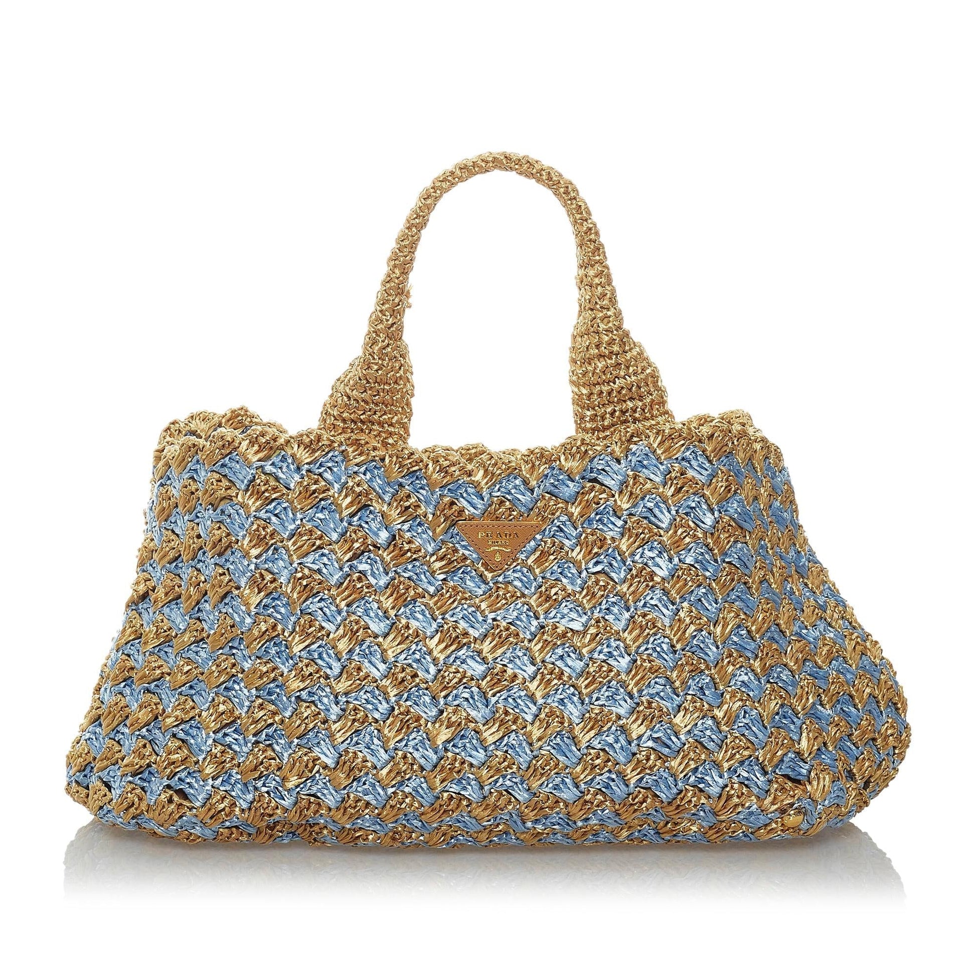 Prada Straw Handbag Shg Satchel Bag