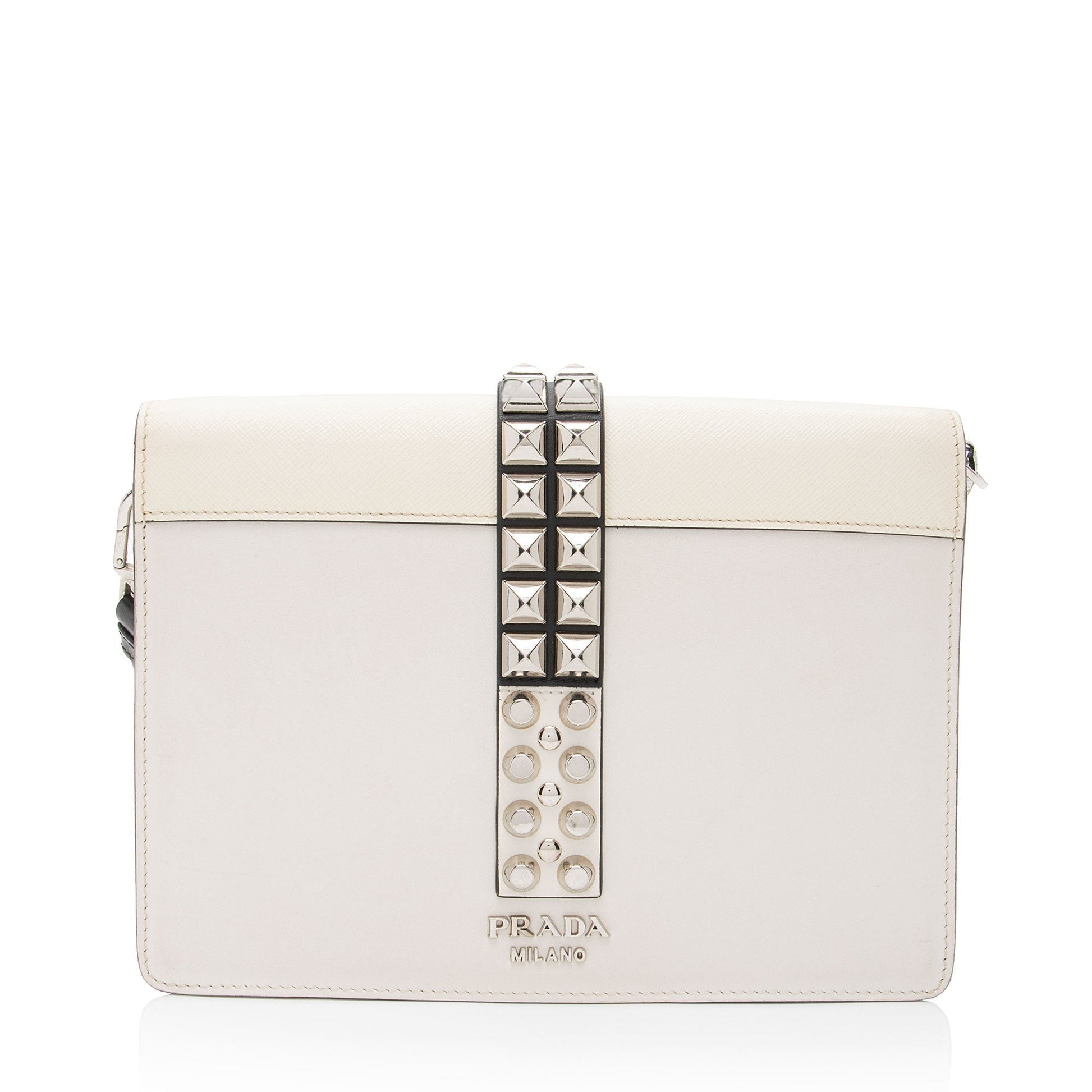 Prada Studded Calfskin Elektra Shoulder Bag Small