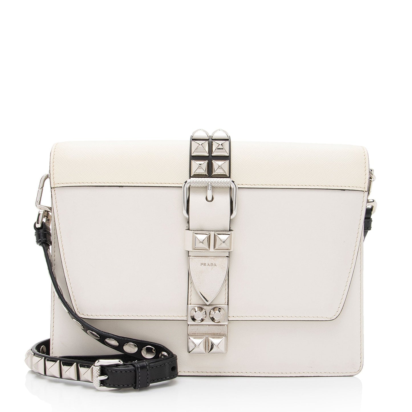 Prada Studded Calfskin Elektra Shoulder Bag Small