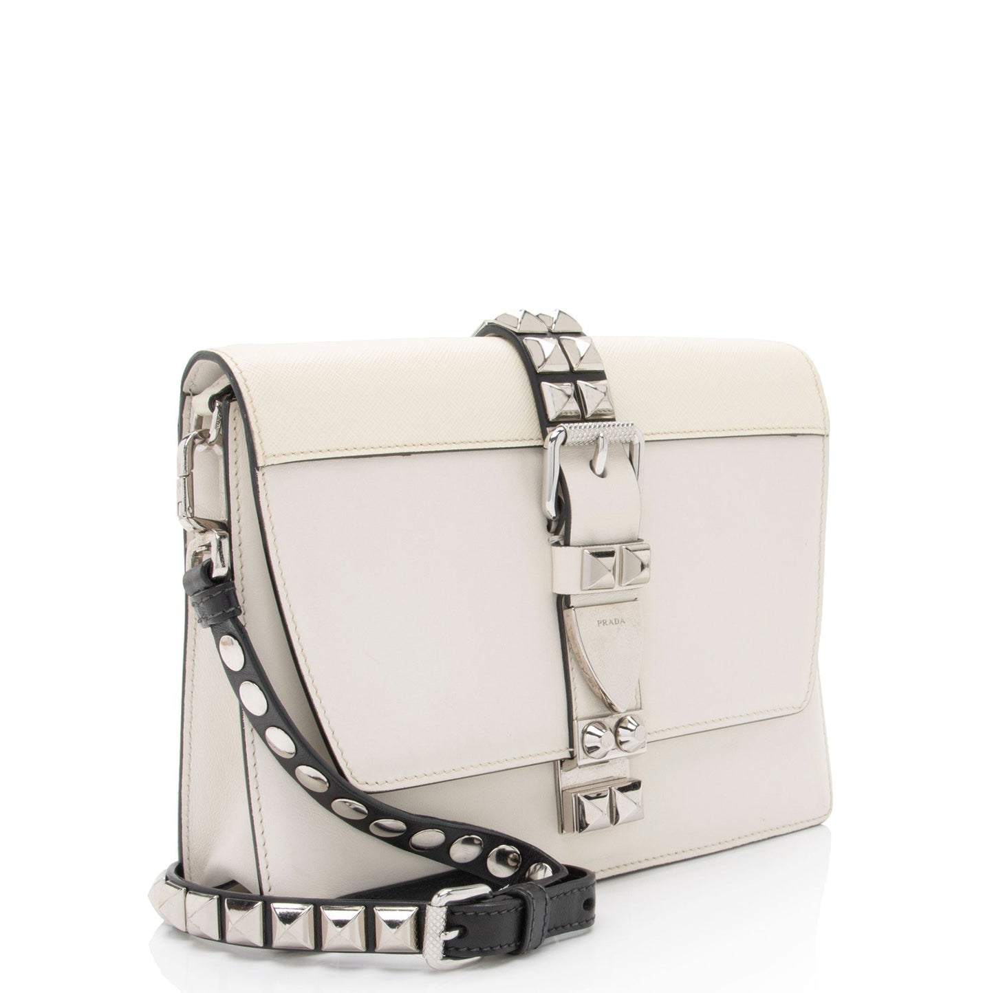 Prada Studded Calfskin Elektra Shoulder Bag Small