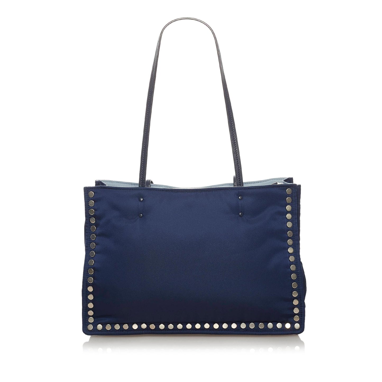 Prada Studded Etiquette Tote Bag Shg Leather