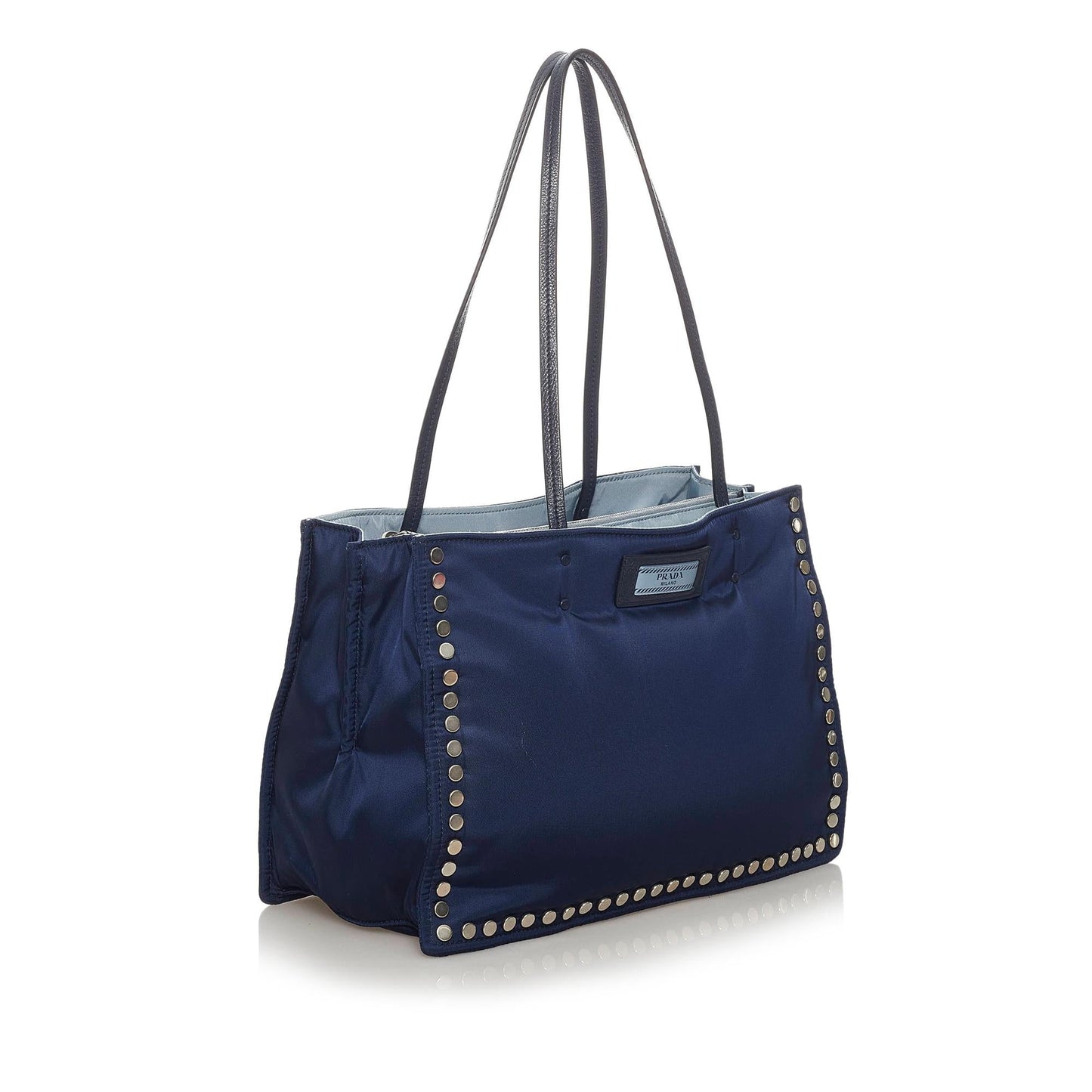 Prada Studded Etiquette Tote Bag Shg Leather