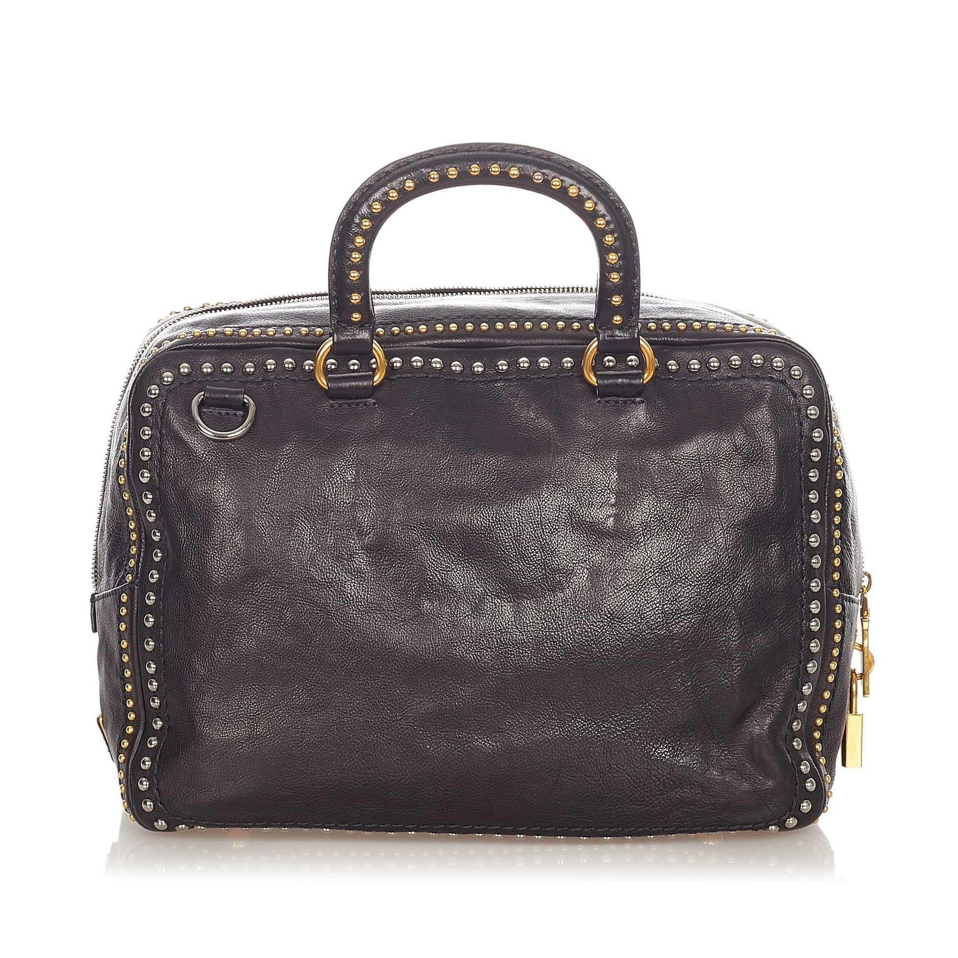 Prada Studded Satchel Shg Leather Satchel Bag
