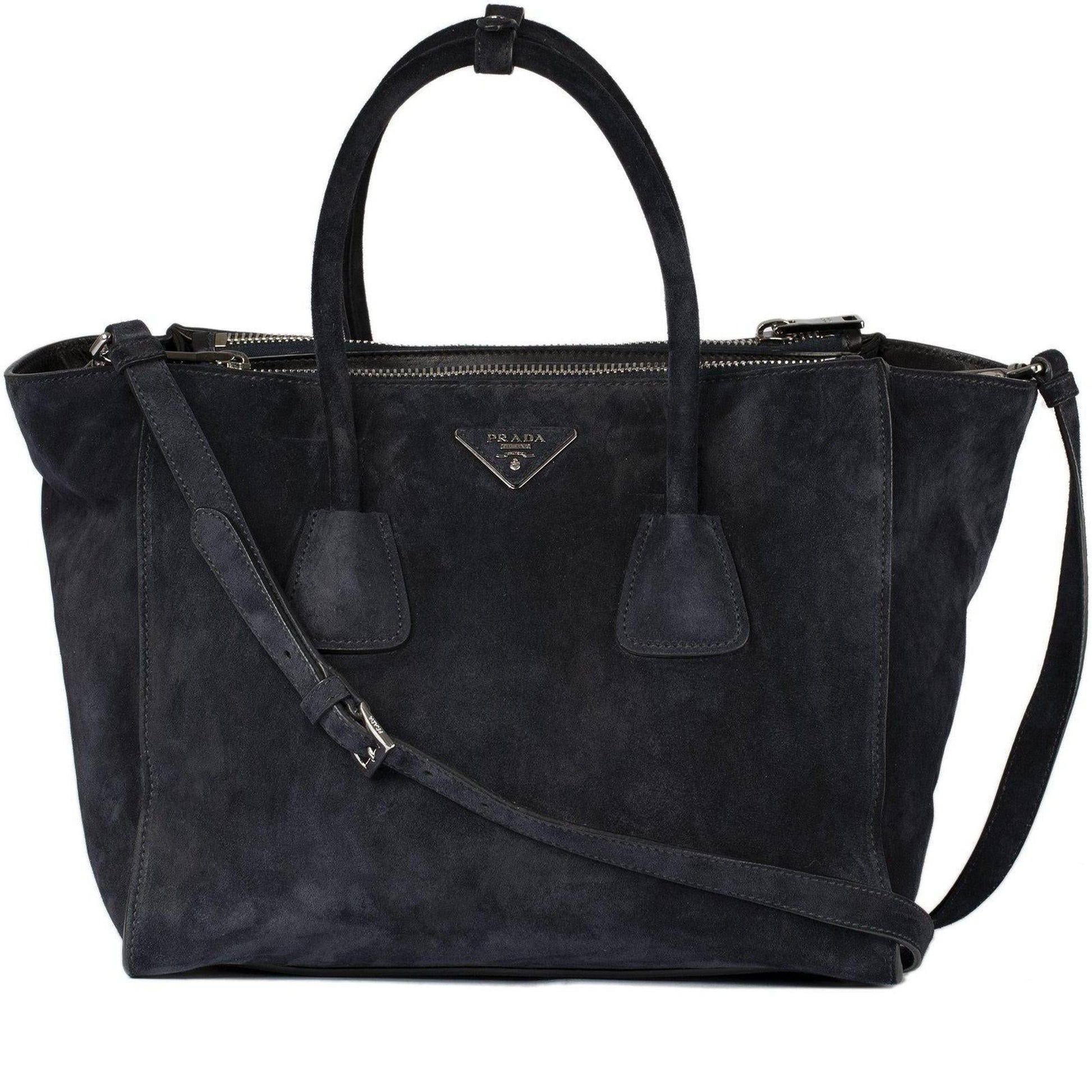 Prada Twin Pocket Tote Handbag Suede Tote Bag
