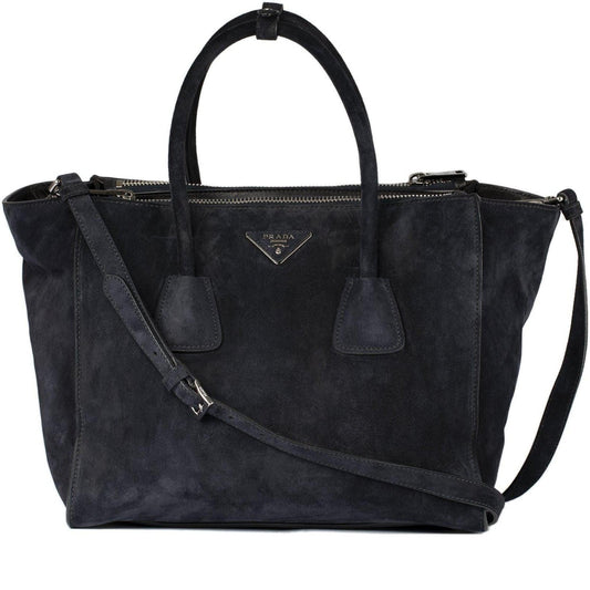 Prada Twin Pocket Tote Handbag Suede Tote Bag