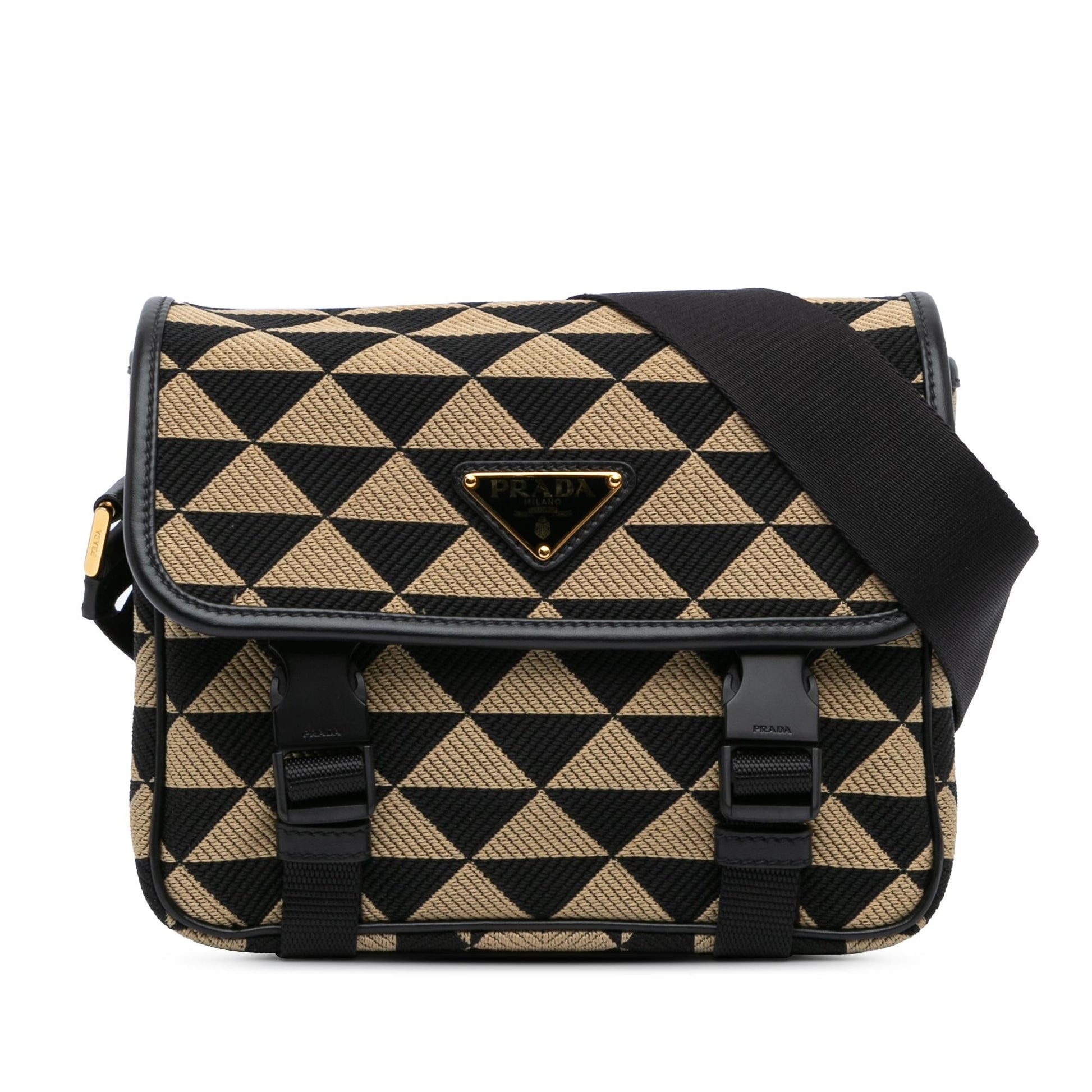 Prada Symbole Double Buckle Messenger Bag Crossbody Bag