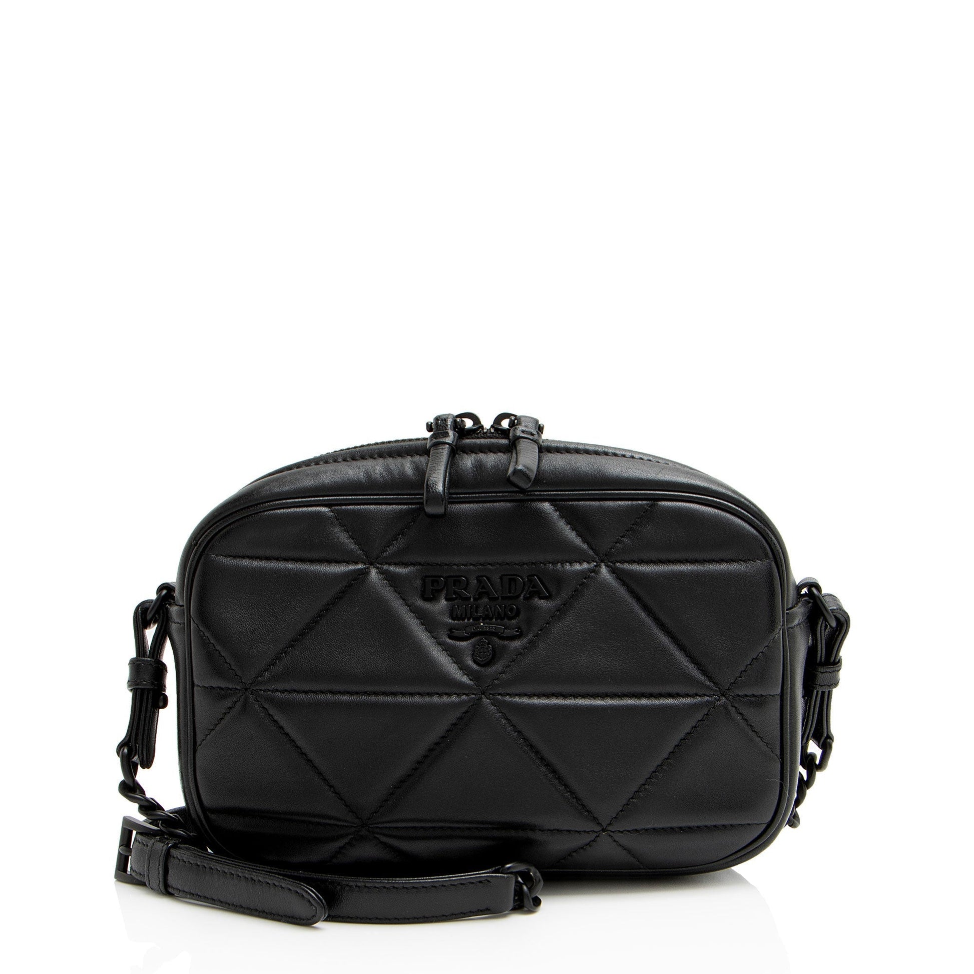Prada System Nappa Patchwork Camera Bag Leather Crossbody Bag