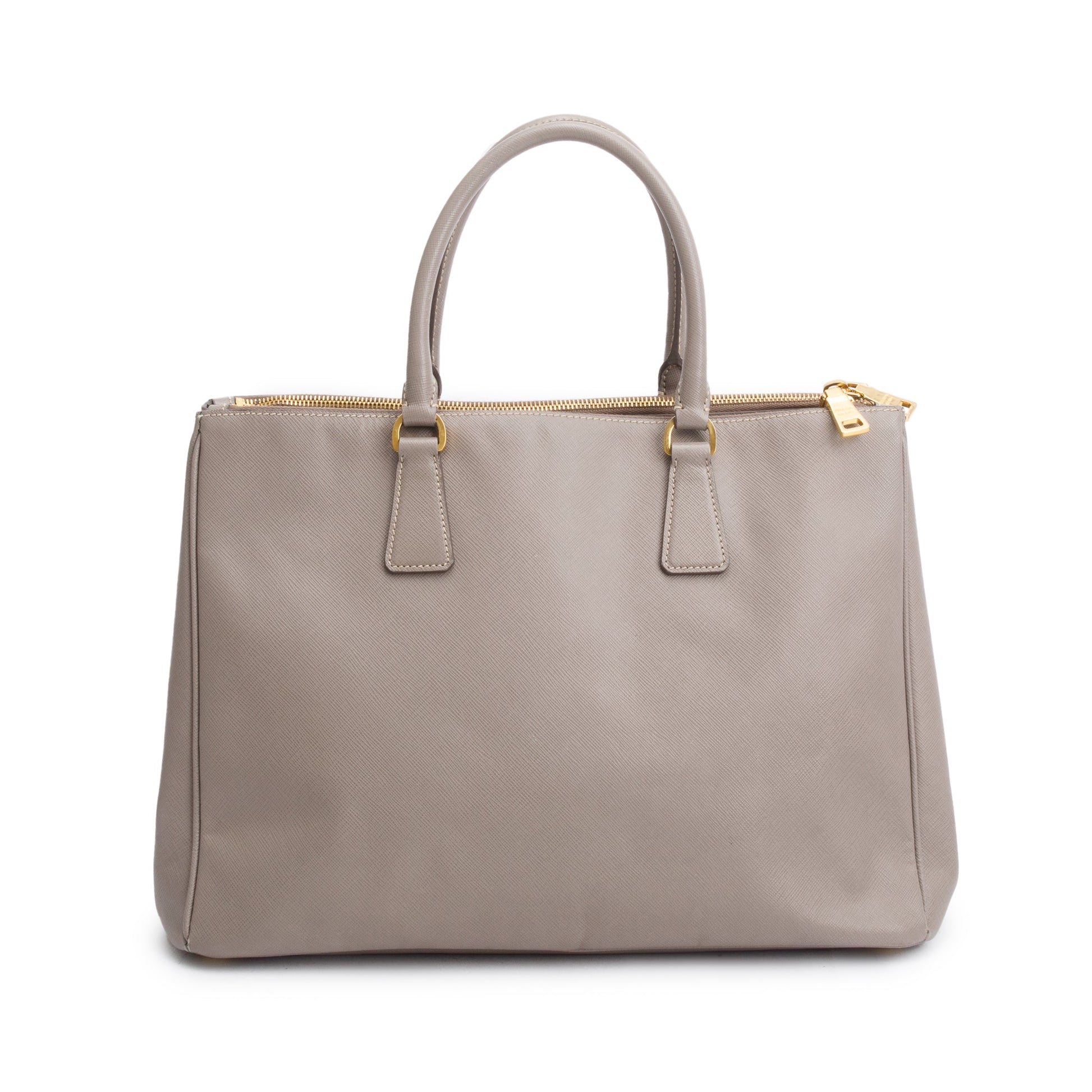 Prada Taupe Lux Double Galleria Tote Saffiano Large Zip Tote Bag