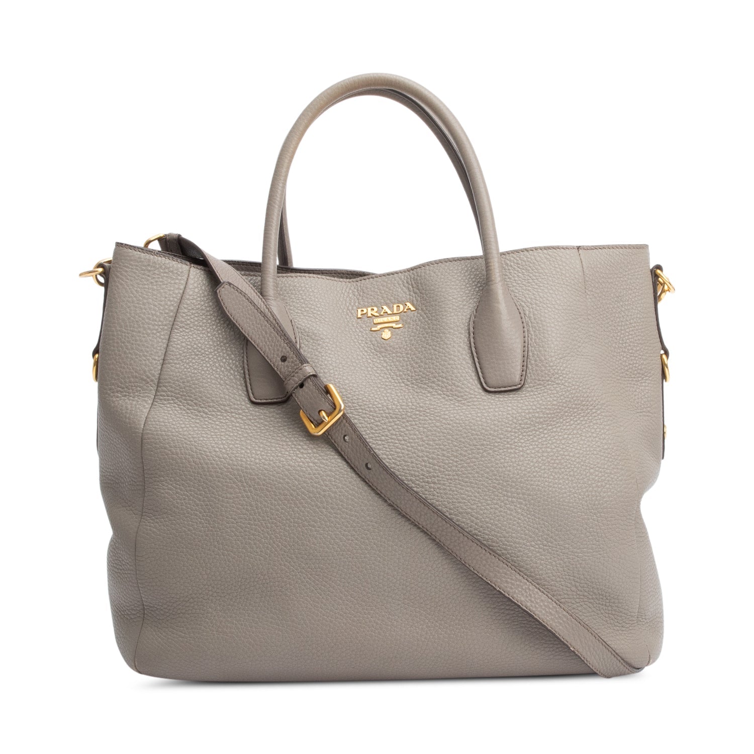 Prada Taupe Daino Tote Leather Vitello Tote Bag