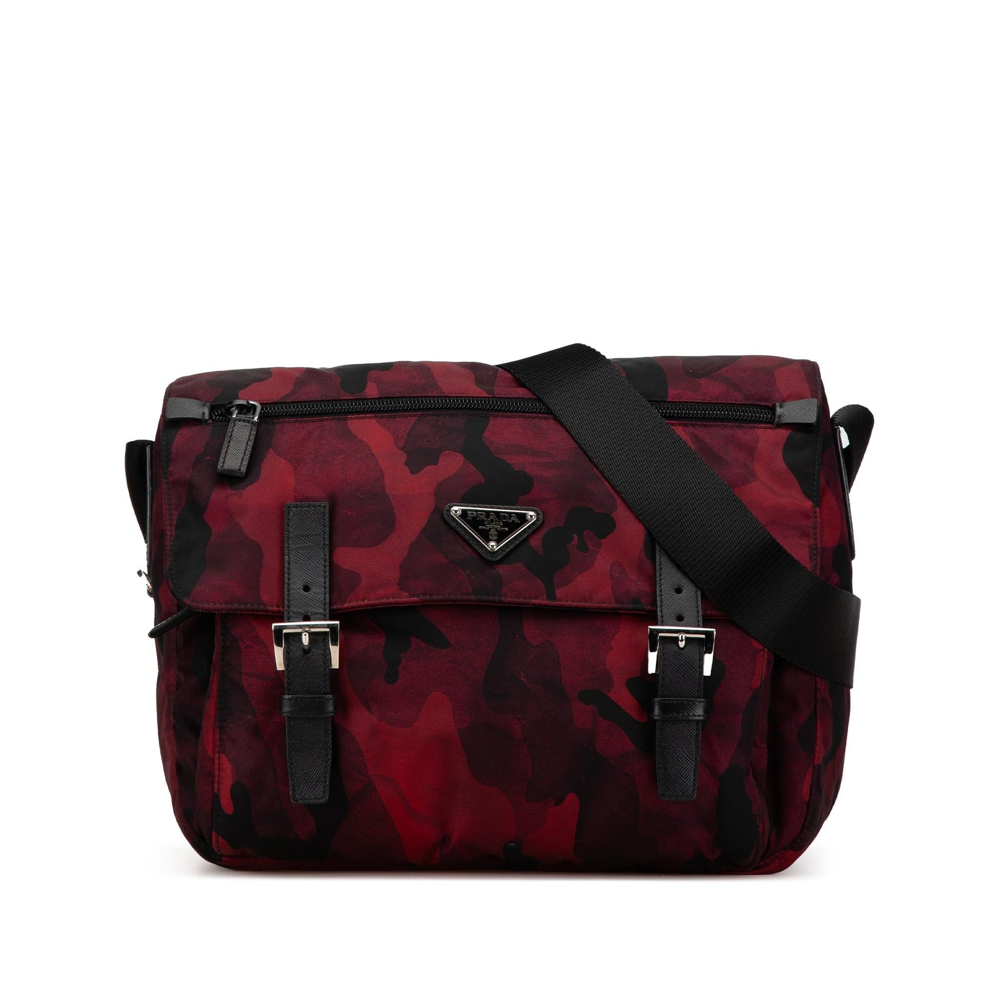 Prada Tessuto Camouflage Double Buckle Messenger Bag Shg 8Mueoz Zip Crossbody Bag