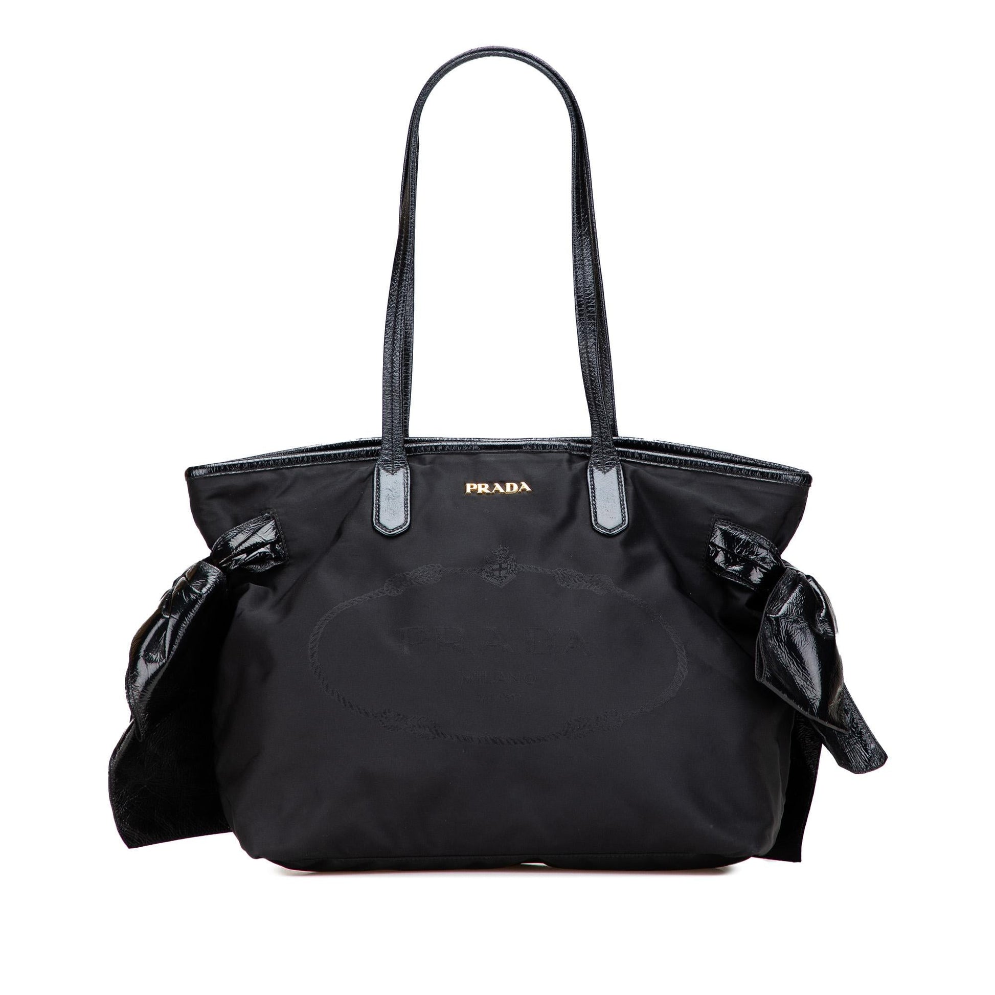 Prada Tessuto Canapa Bow Tote Logo Tote Bag Logo Bow Tote