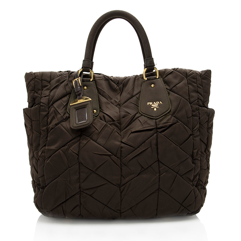 Prada Tessuto Chevron Tote Shf Quilted Tote Bag