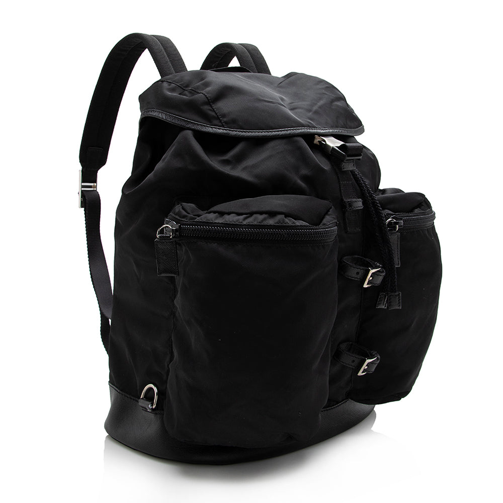 Prada Tessuto Double Pocket Drawstring Backpack Shf Shoulder Bag