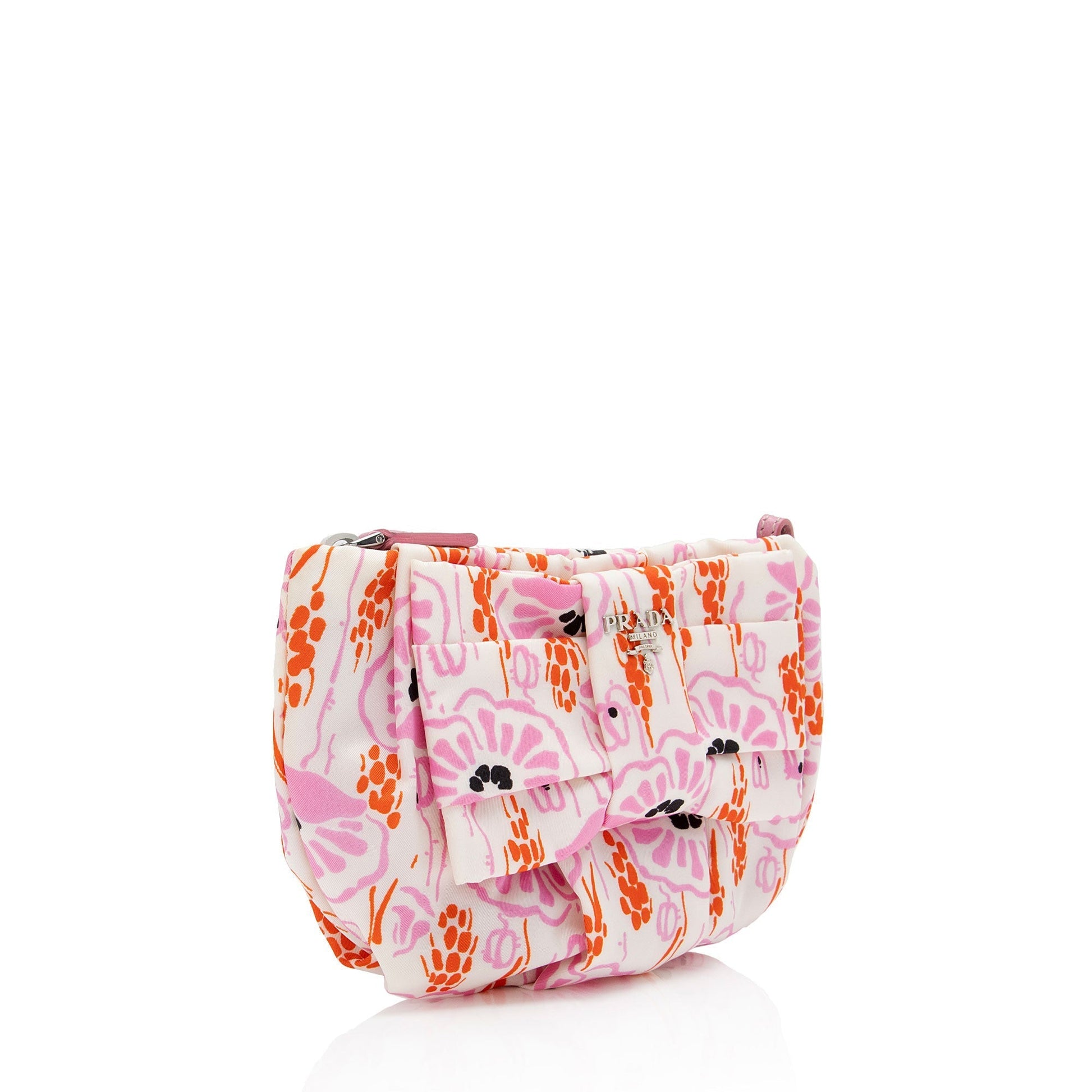 Prada Tessuto Floral Bow Wristlet Shf Jvmmuv Clutch Bag