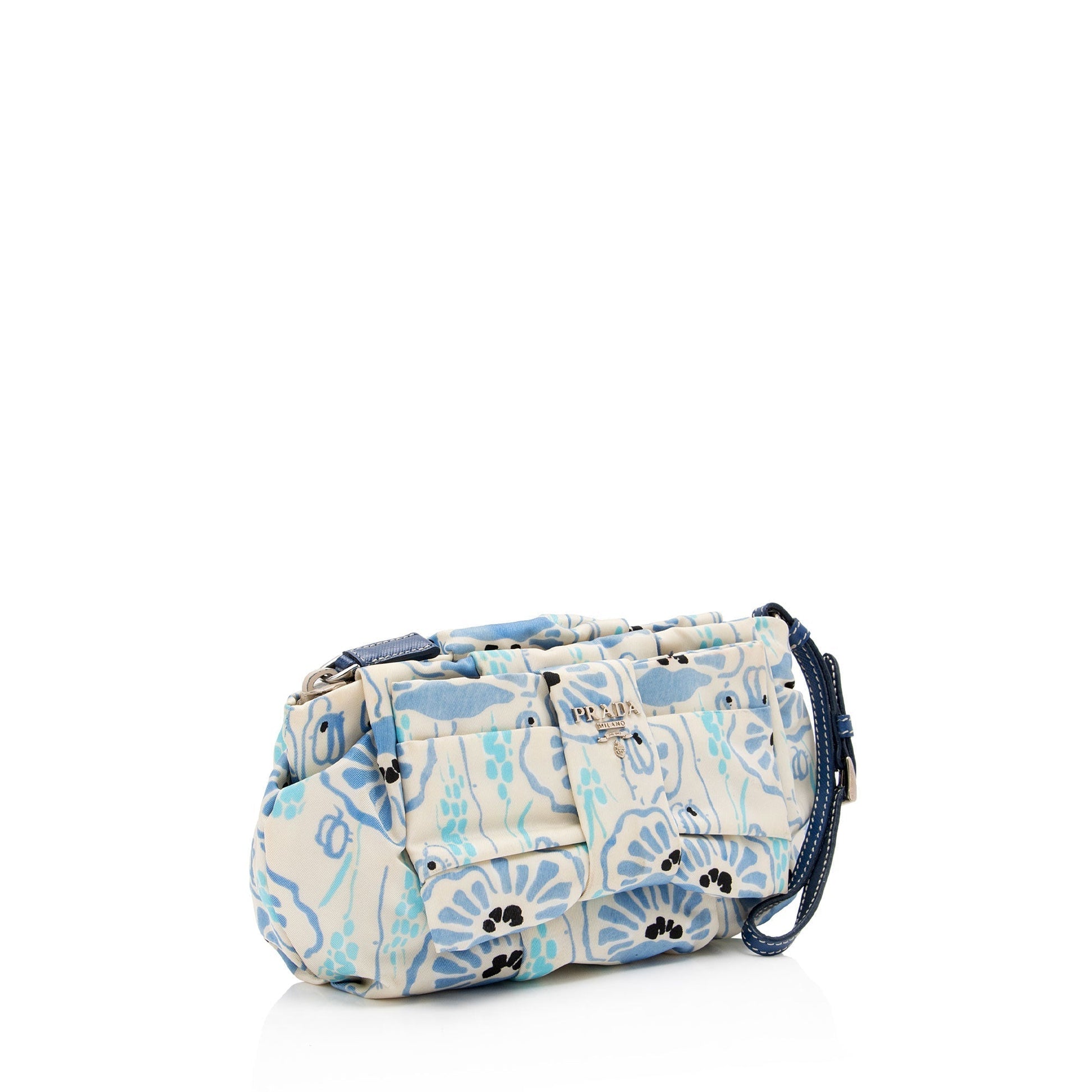 Prada Tessuto Floral Bow Wristlet Shf Ajyhxo Clutch Bag
