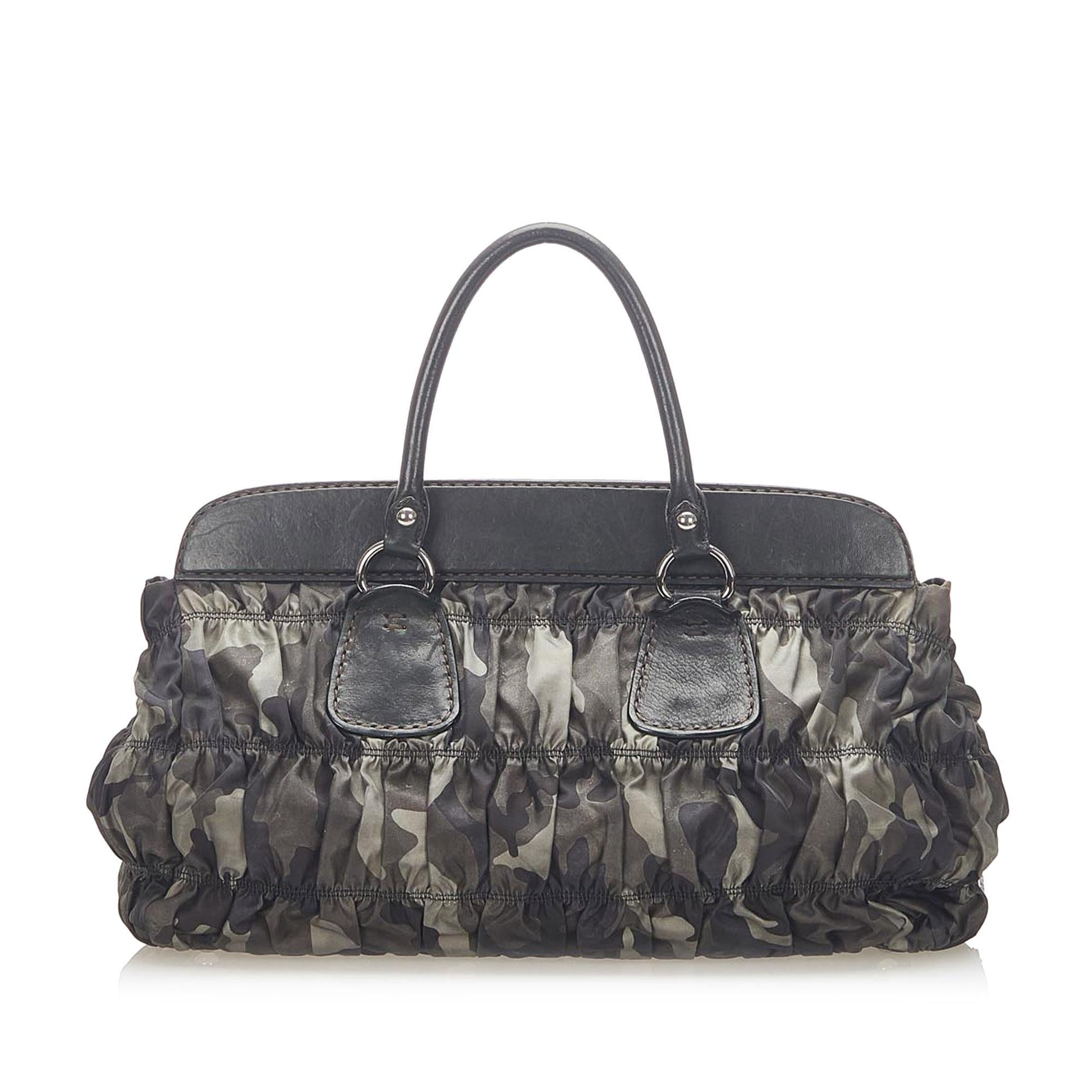 Prada Tessuto Gaufre Camouflage Tote Bag Shg