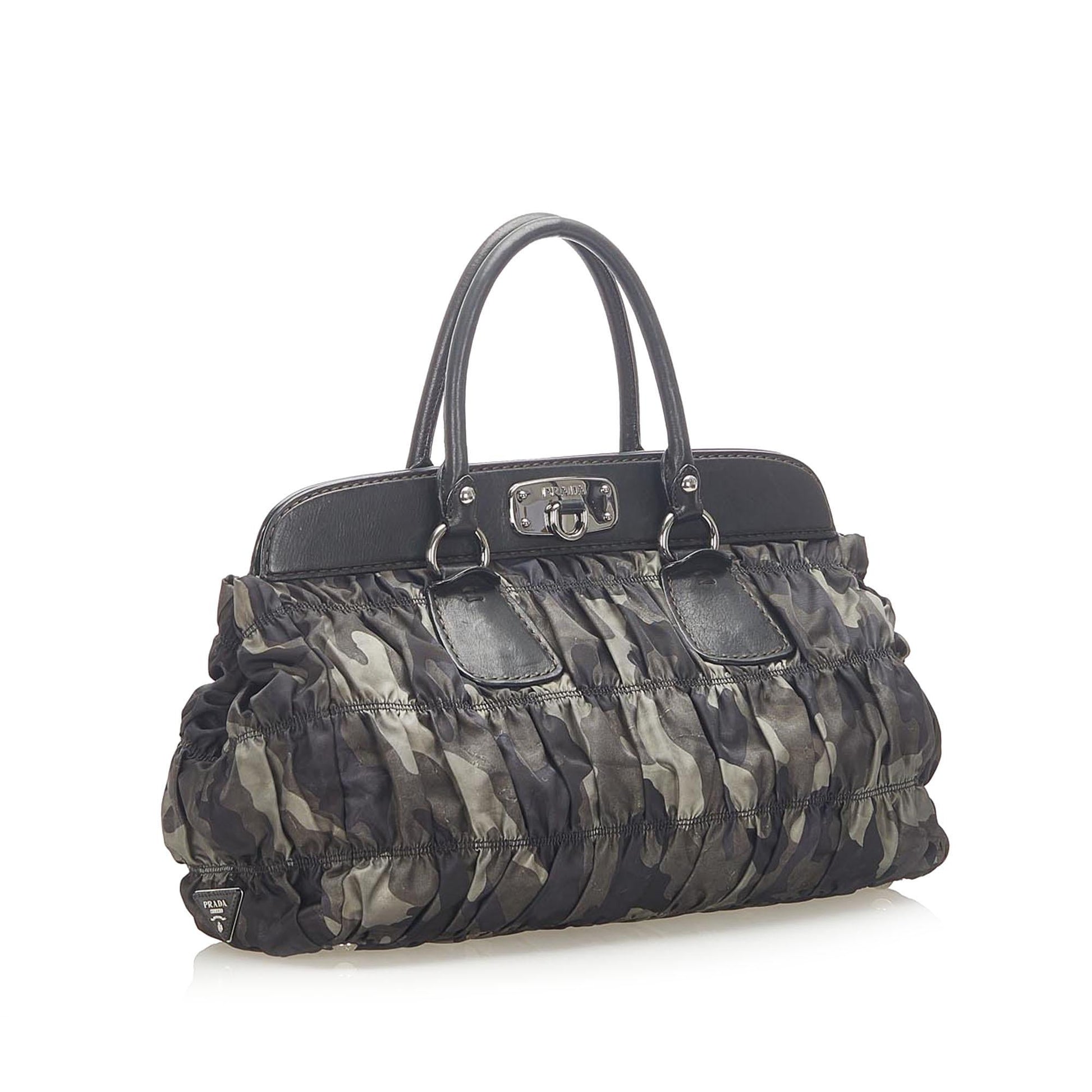 Prada Tessuto Gaufre Camouflage Tote Bag Shg
