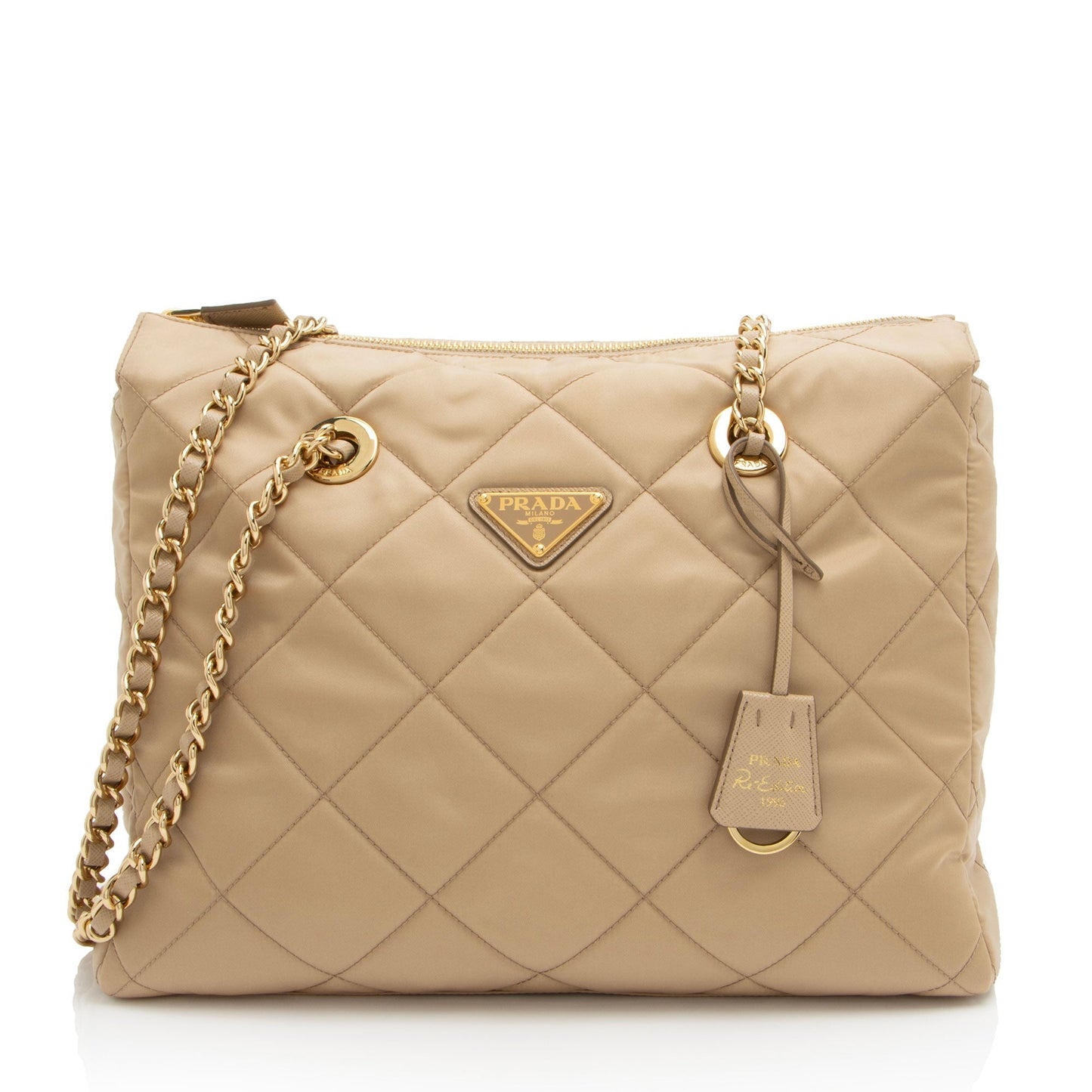 Prada Tessuto Impunturato Re Edition Shoulder Bag Medium Chain