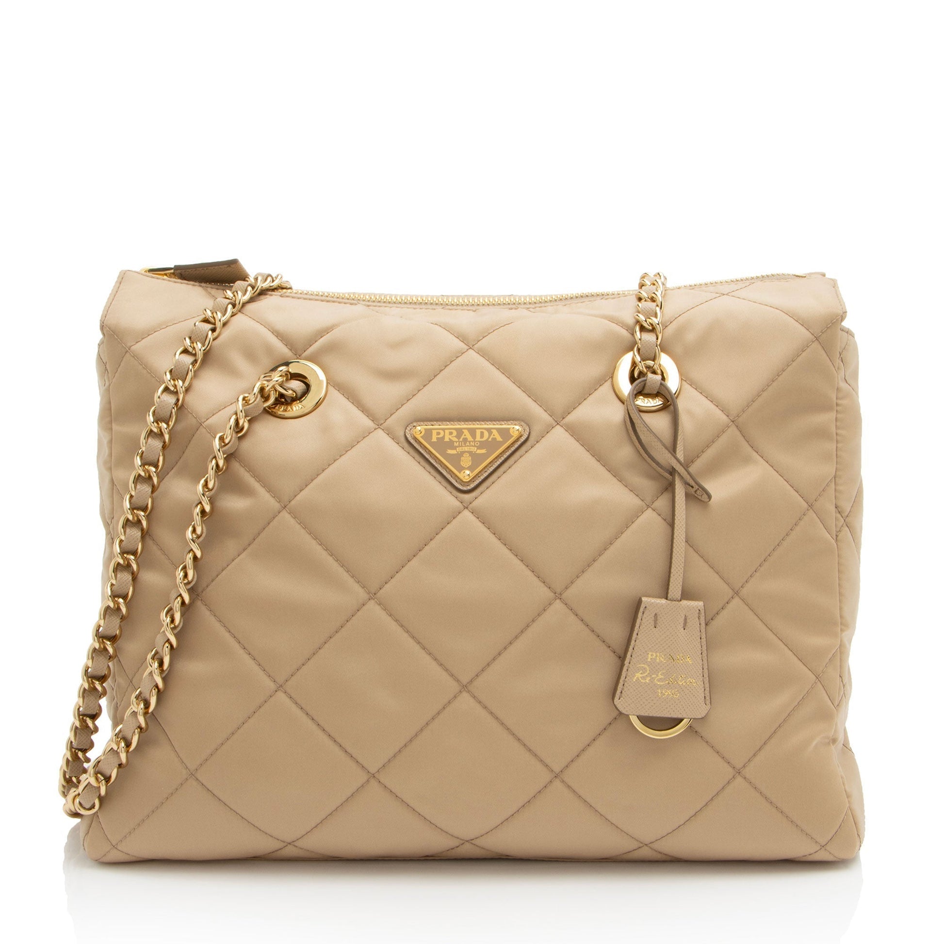 Prada Tessuto Impunturato Re Edition Shoulder Bag Medium Chain