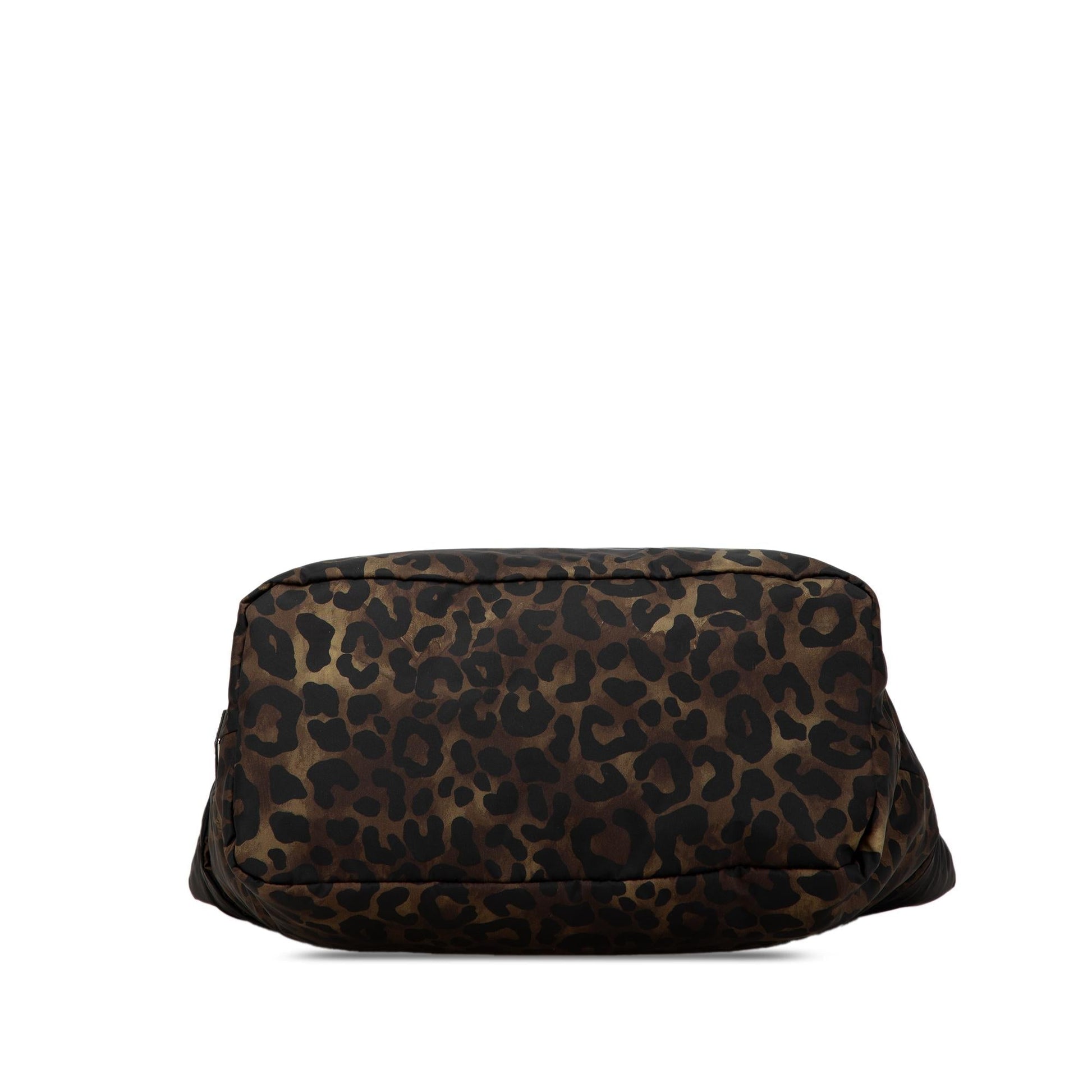 Prada Tessuto Leopard Print Reversible Satchel Satchel Bag
