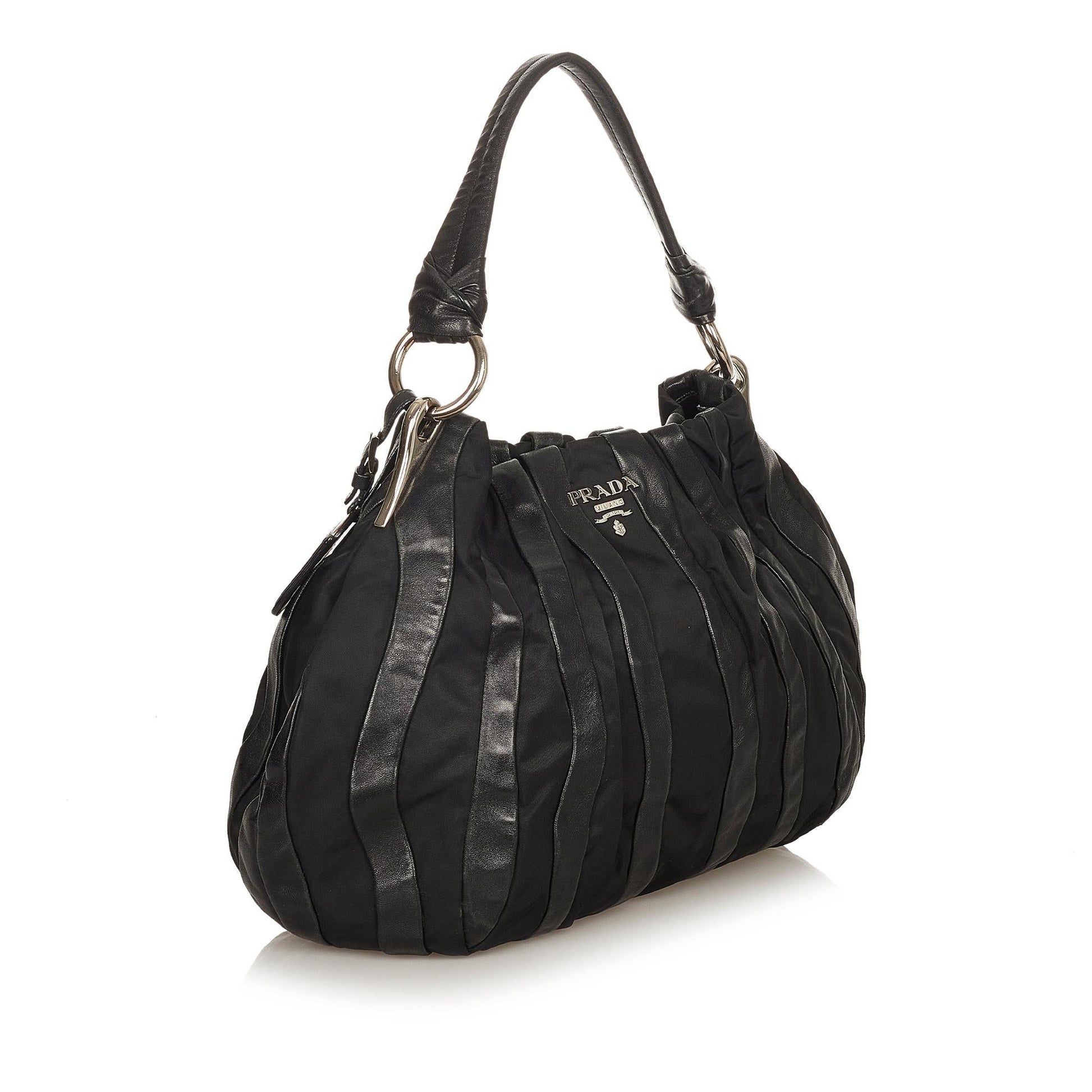 Prada Tessuto Nappa Waves Hobo Bag Shg Shoulder Bag