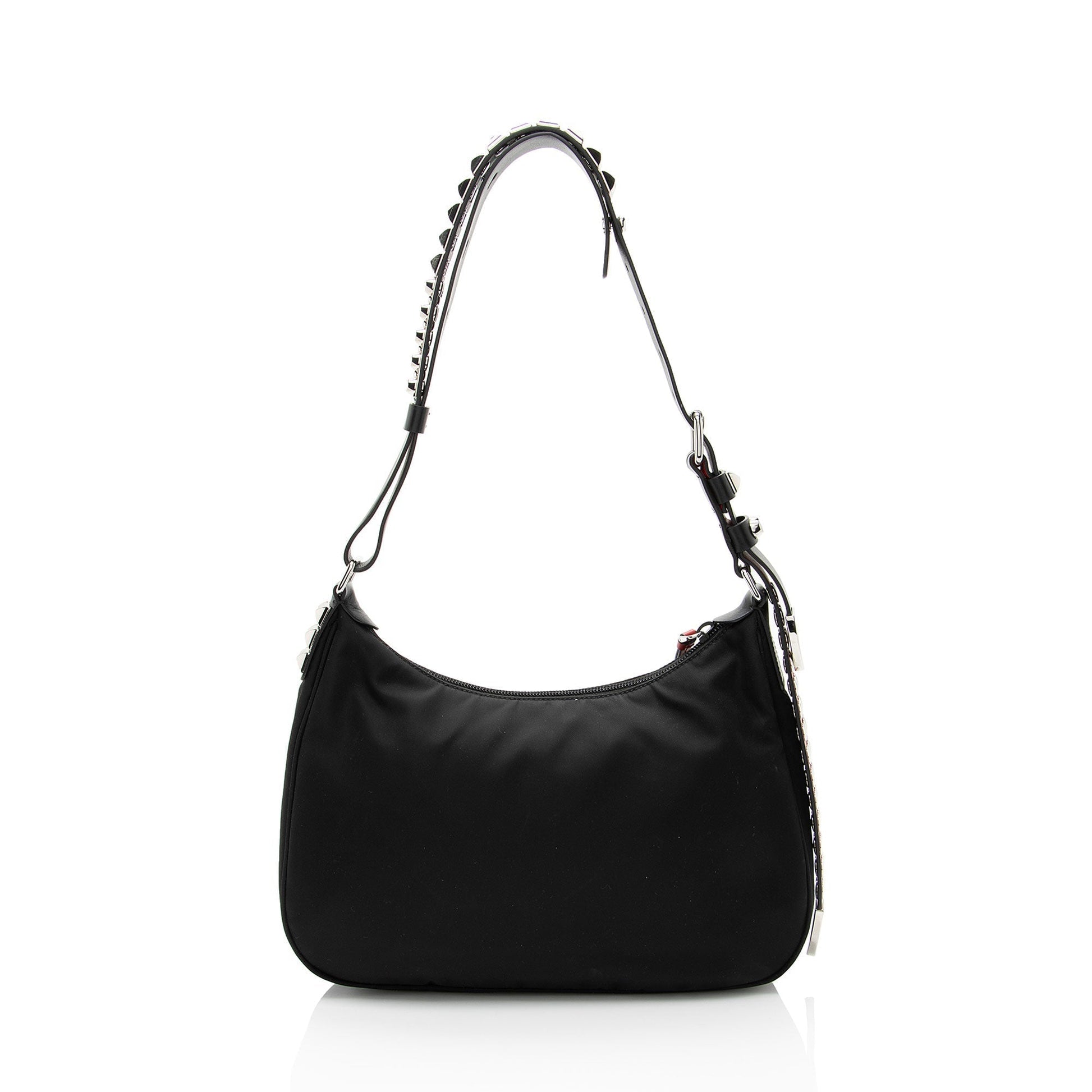 Prada Tessuto New Vela Studded Shoulder Bag