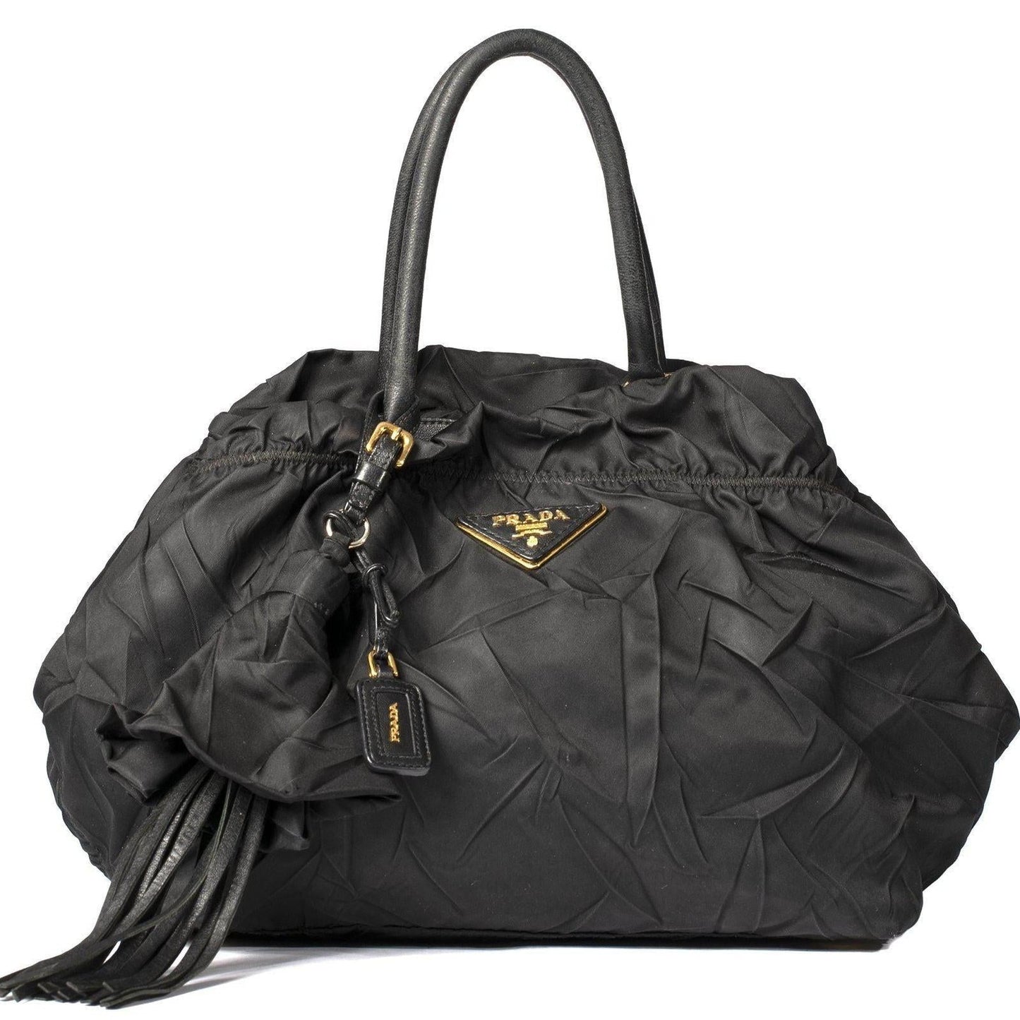 Prada Tessuto Tassel Handbag Nylon Travel Bag