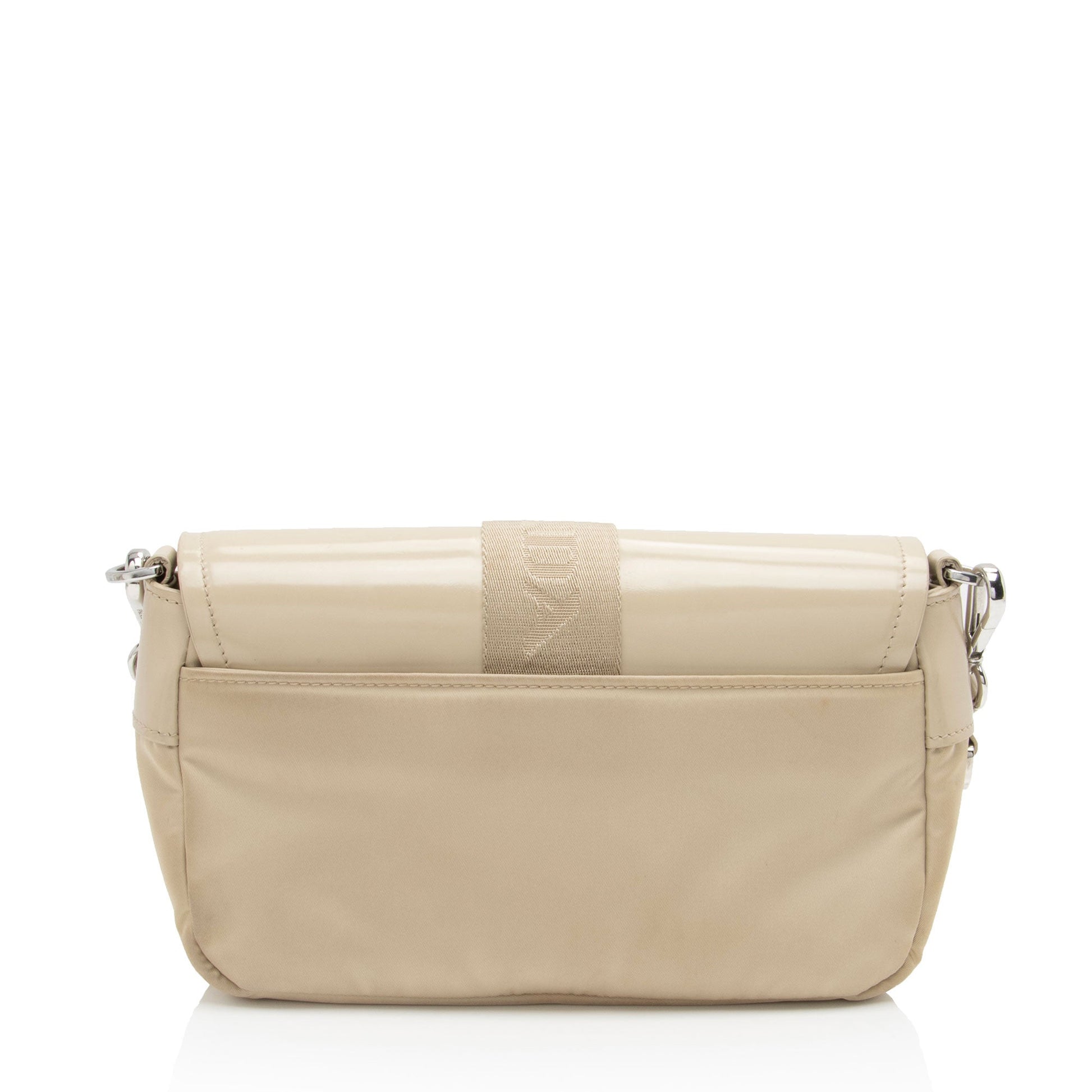 Prada Re Double Pocket Crossbody Shf Na1Ani Leather Patent Nylon Crossbody Bag