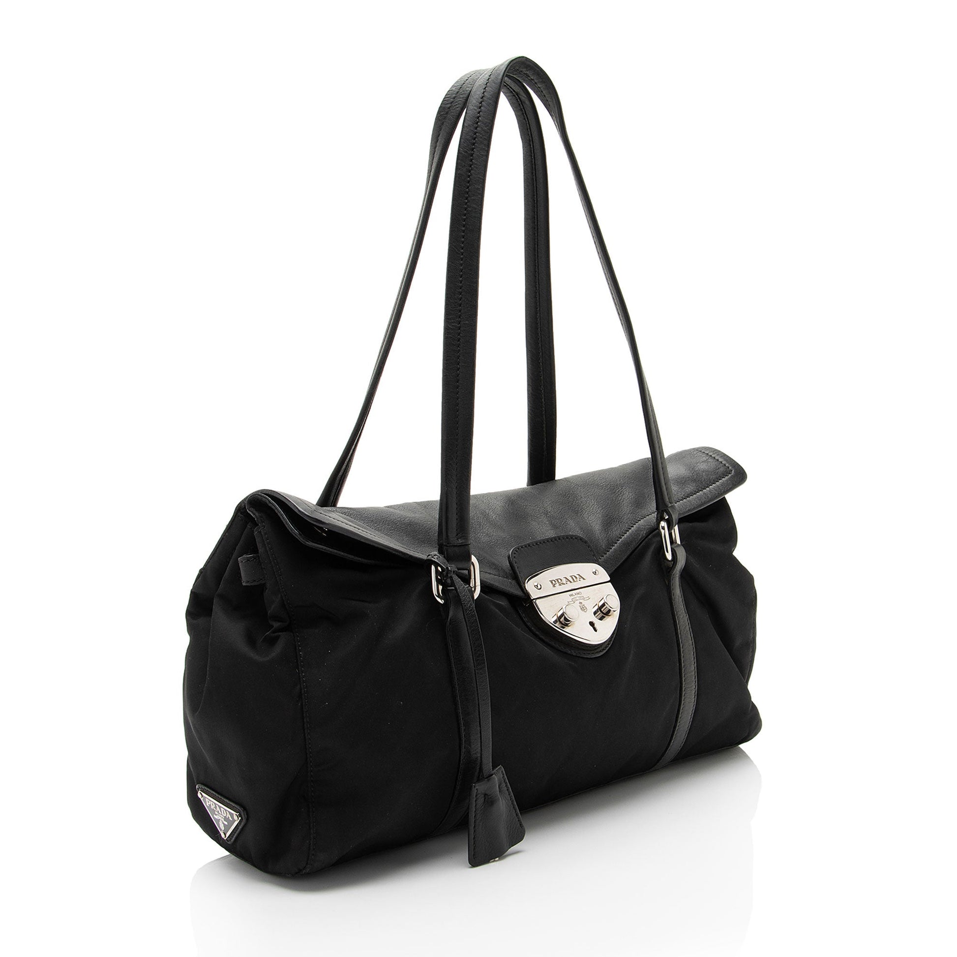 Prada Tessuto Pushlock Foldover Satchel Shf Npkpqp Satchel Bag