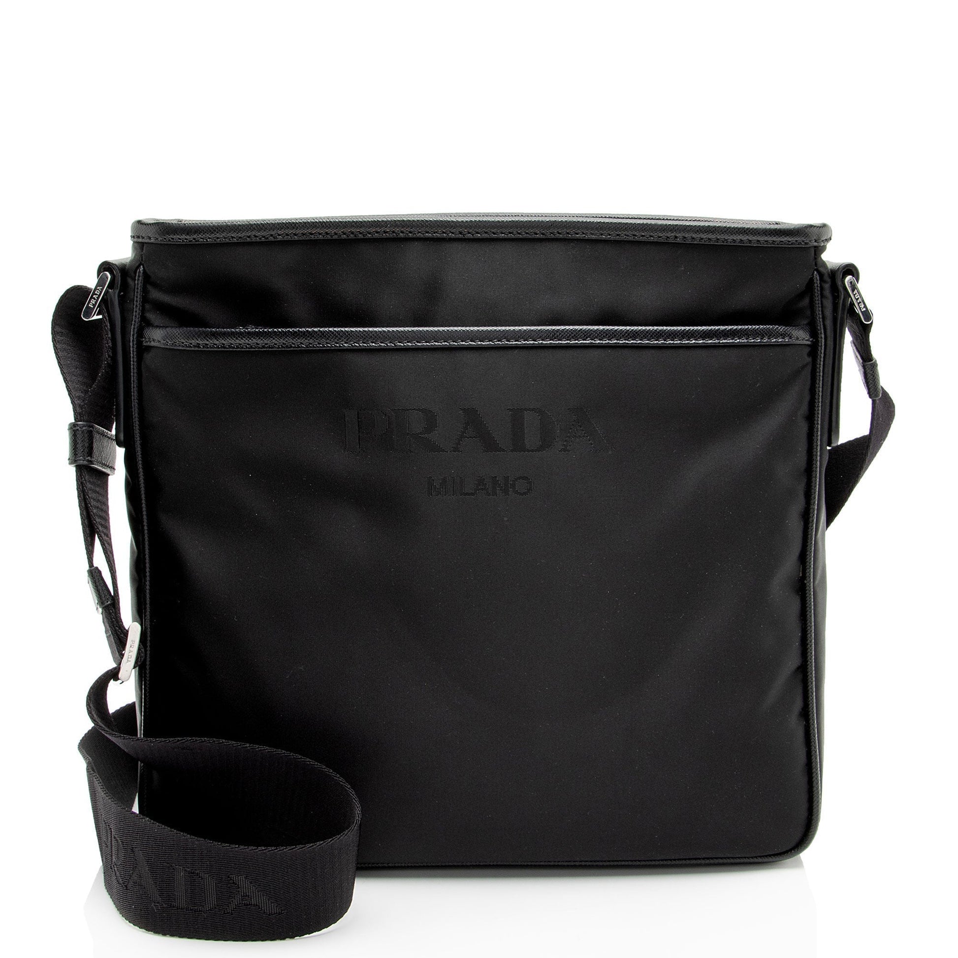 Prada Tessuto Flat Messenger Saffiano Shoes